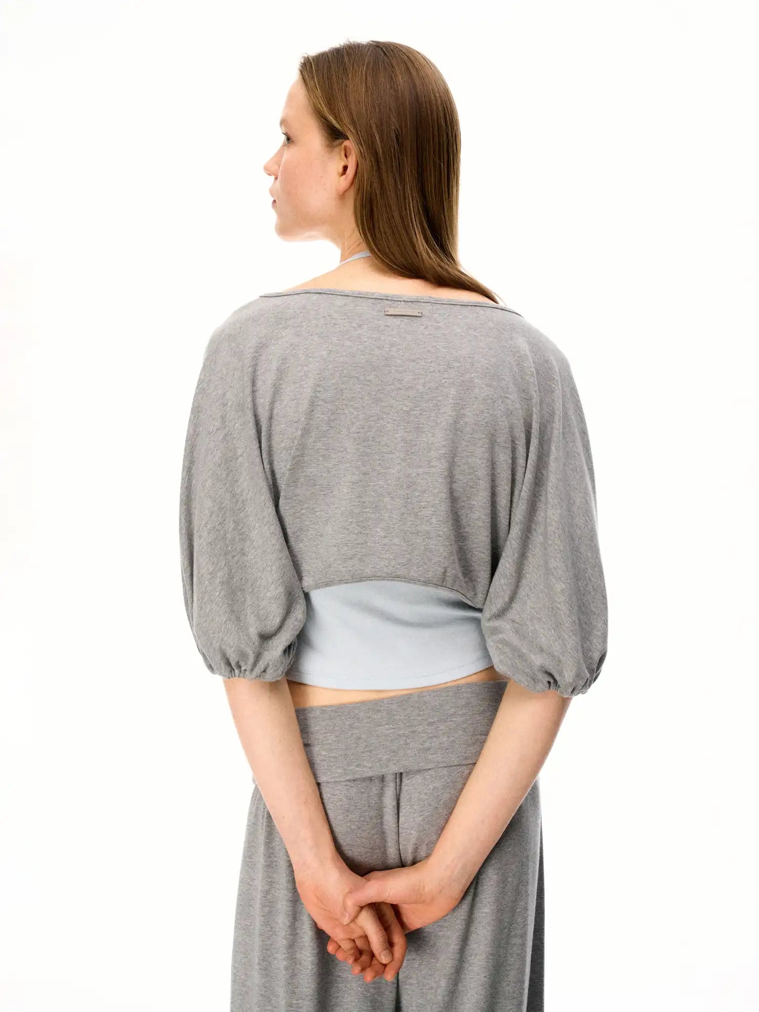 FirstFloor Stylish Ballet Mid-sleeve Pilates Wrap Cropped Top Two-Piece Set | Canton Collective