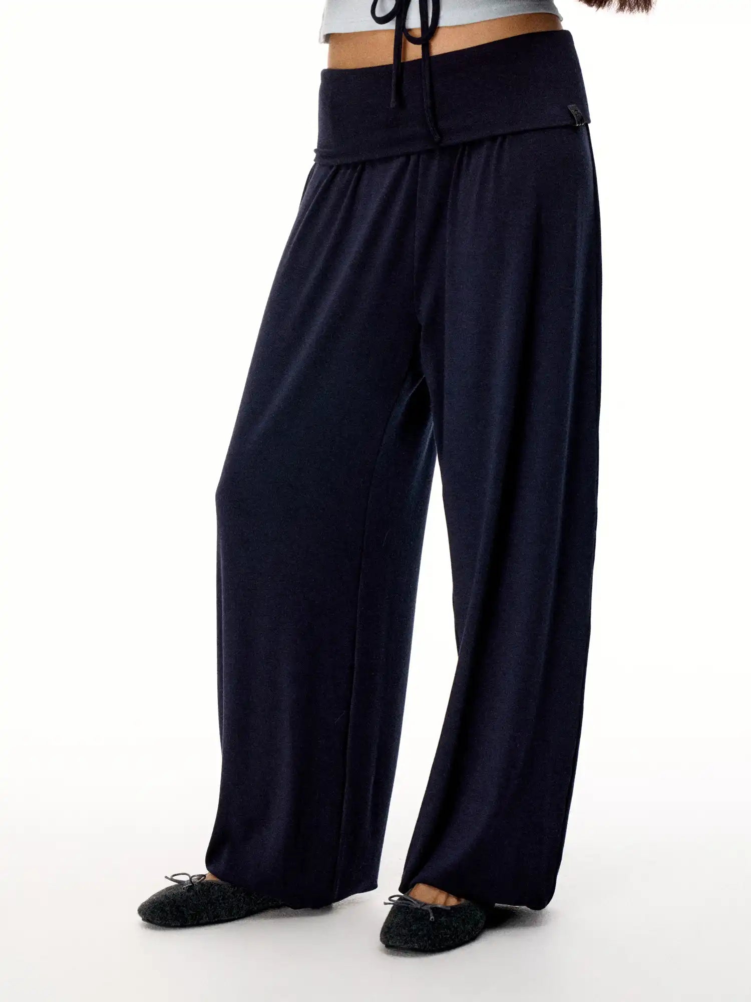 FirstFloor Stylish Ballet Pilates Fold over Bubble Baggy Trousers | Canton Collective