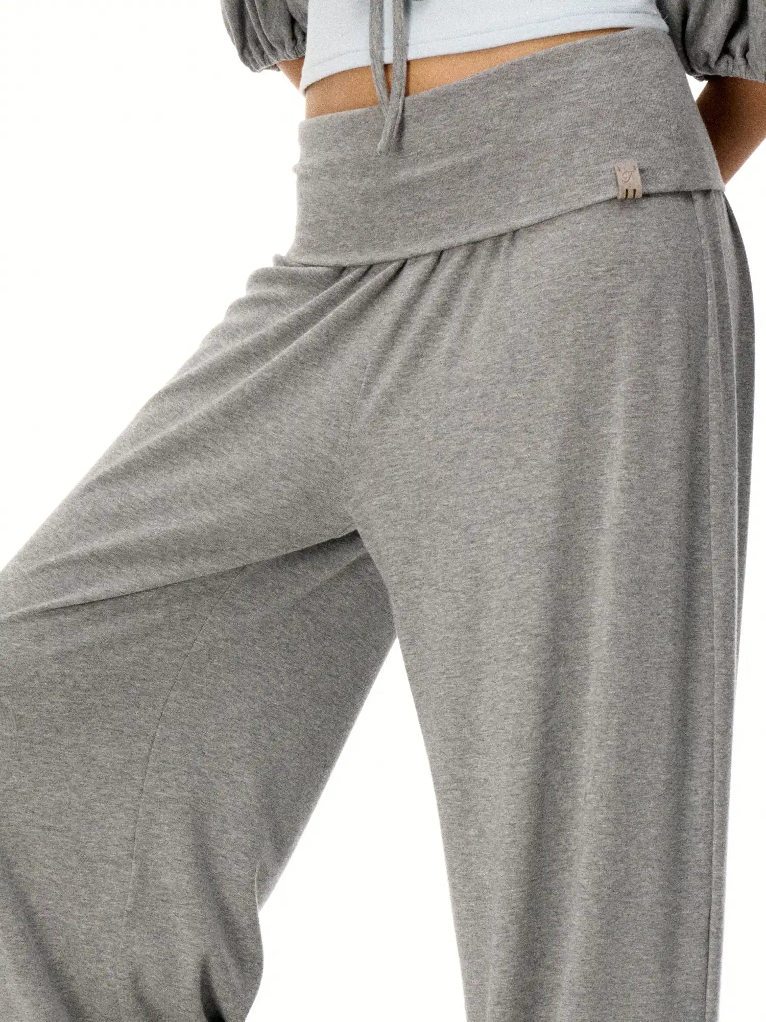 FirstFloor Stylish Ballet Pilates Fold over Bubble Baggy Trousers | Canton Collective