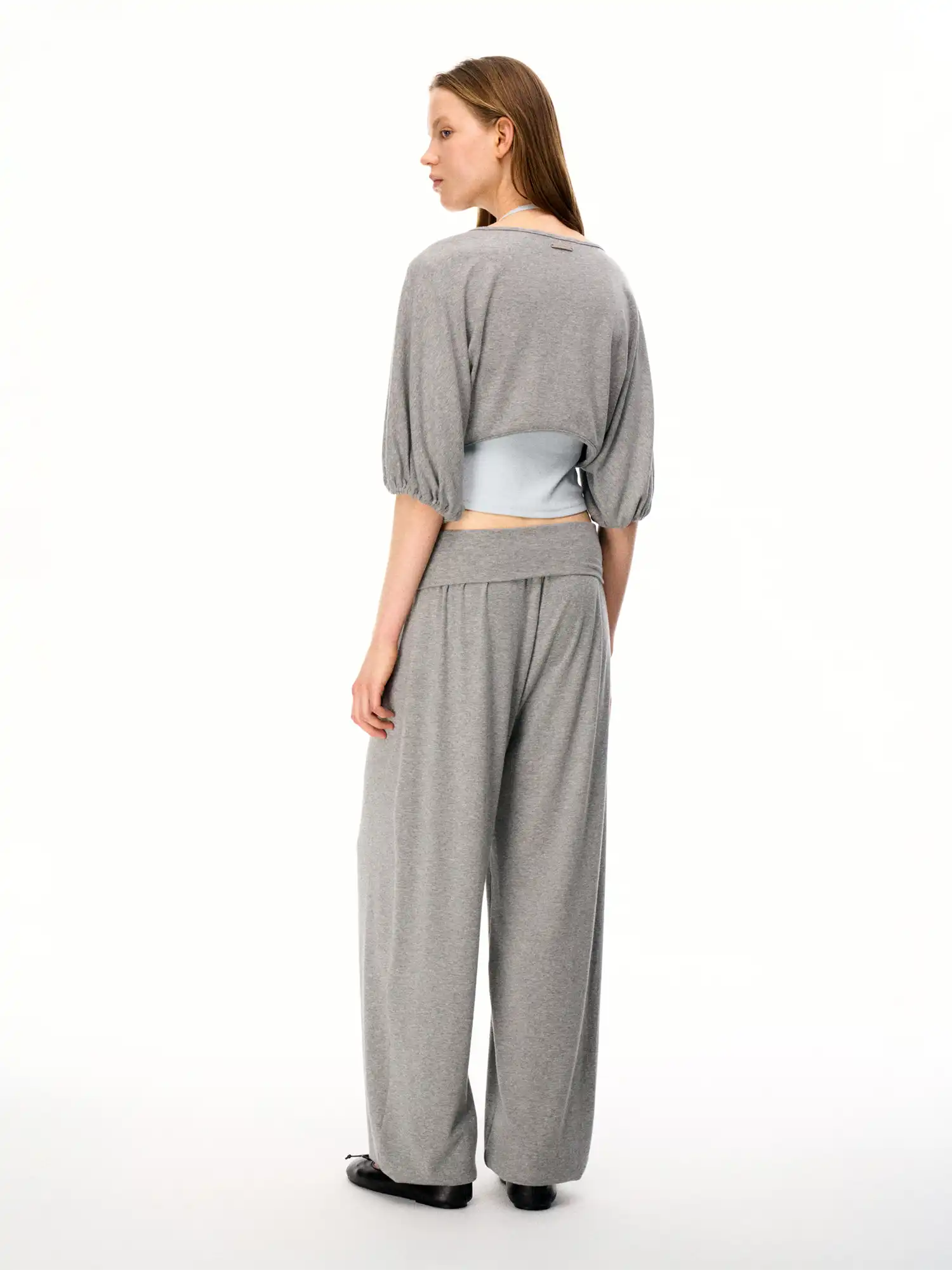 FirstFloor Stylish Ballet Pilates Fold over Bubble Baggy Trousers | Canton Collective
