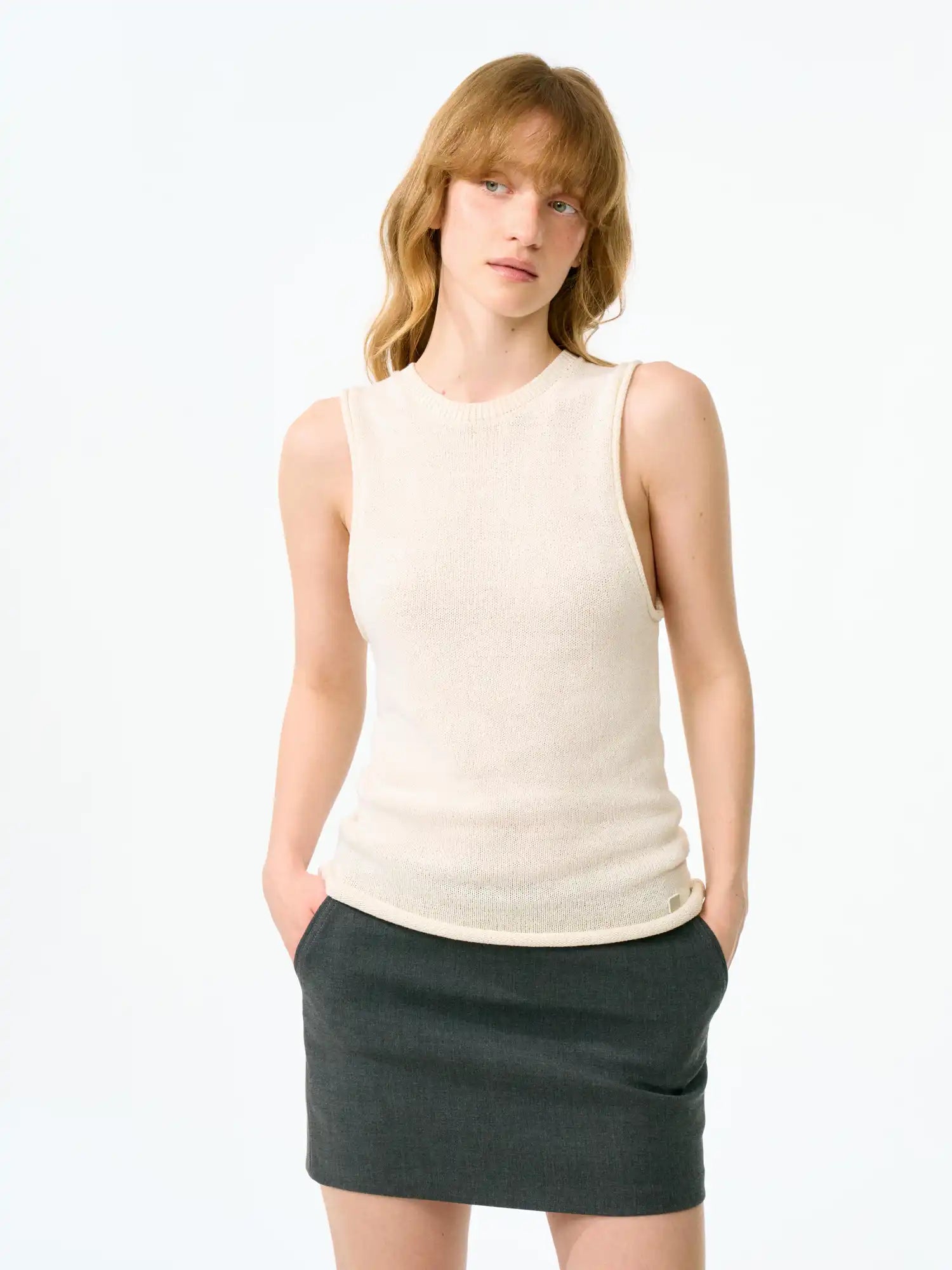FirstFloor Stylish Linen Rolled-Edge Chunky Tank Top | Canton Collective