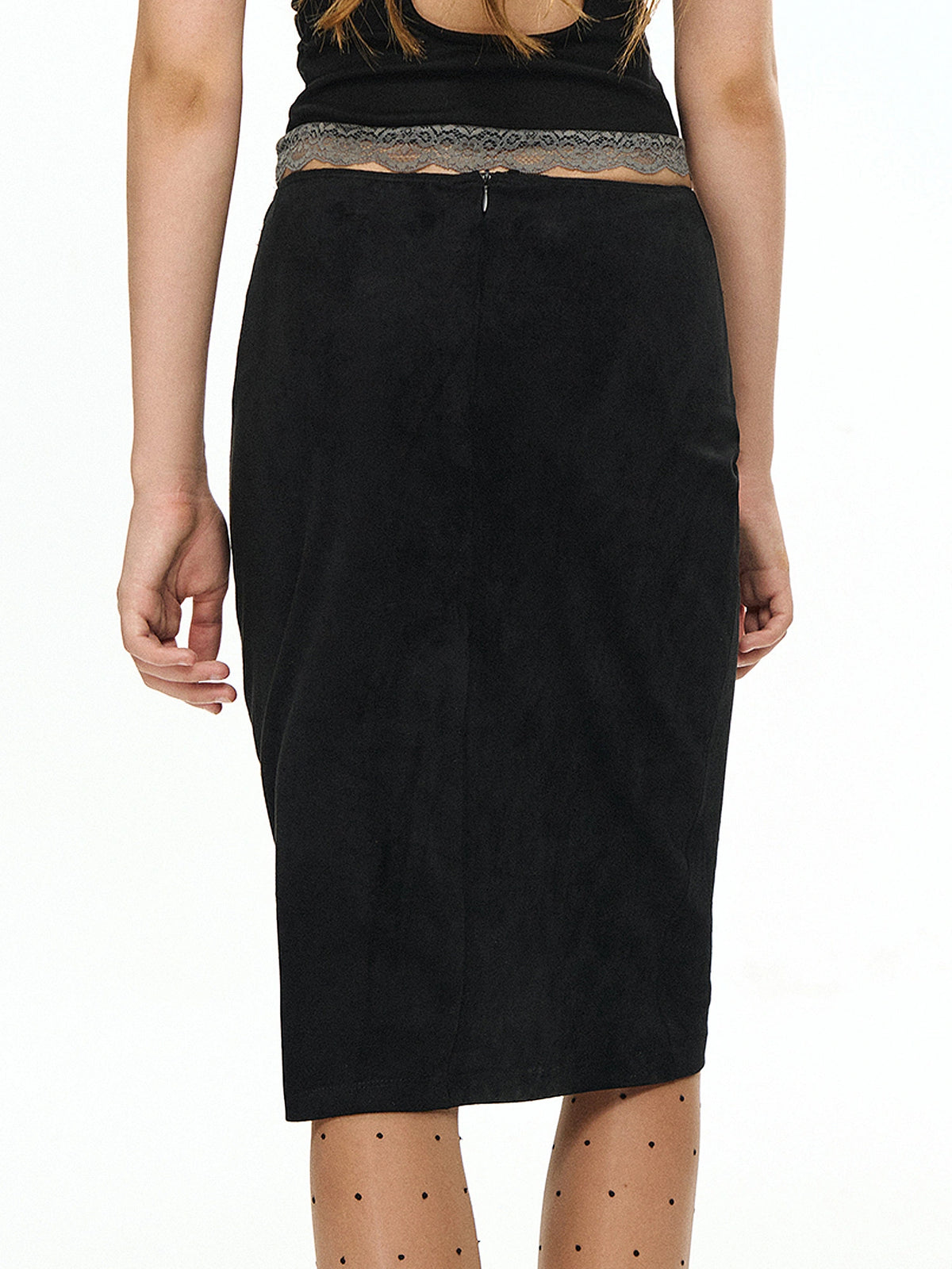 Deleteex Suede-Look Lace Pencil Skirt | Canton Collective