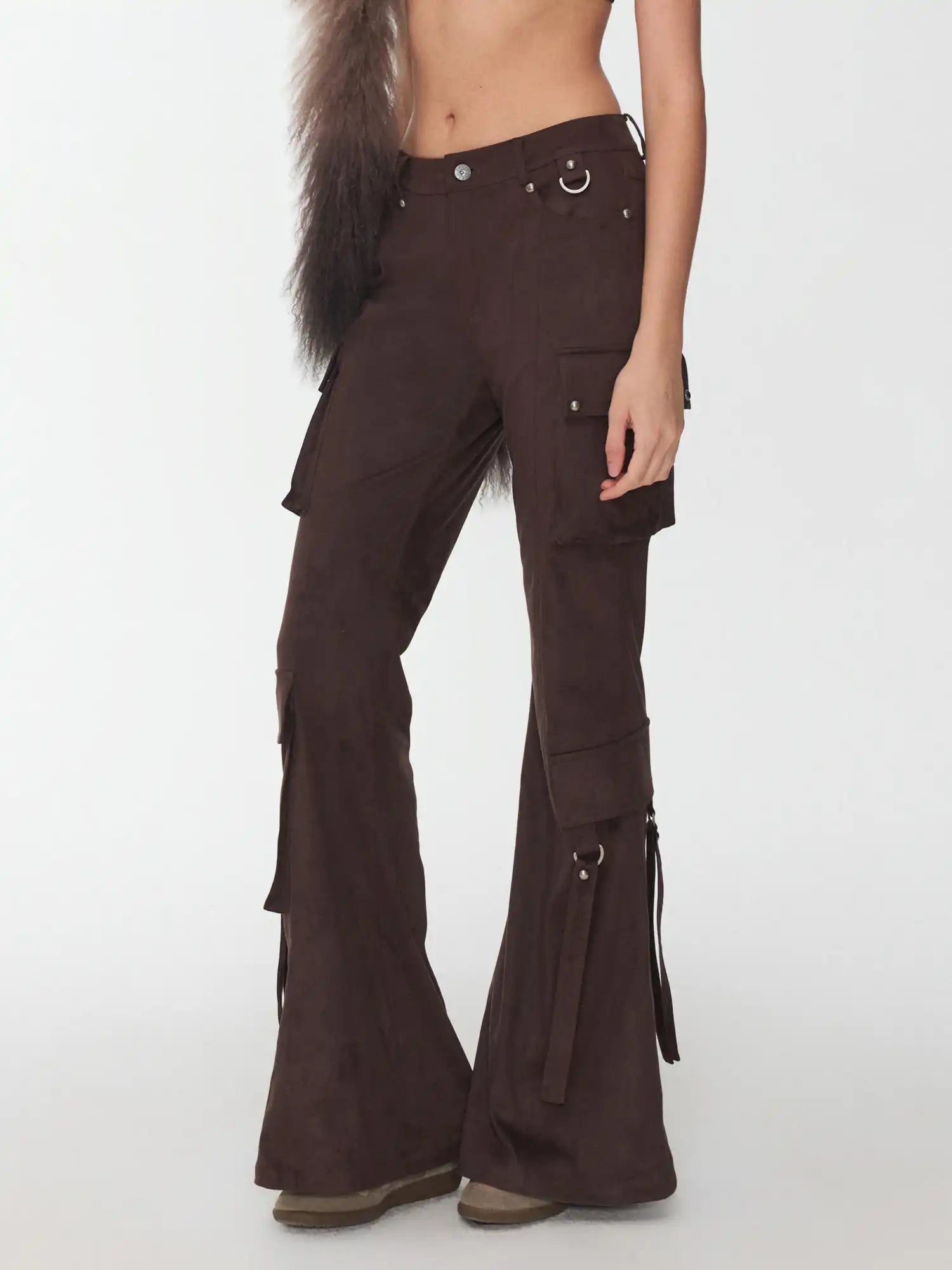 1Jinn Studio Suede Flared Cargo Pants | Canton Collective