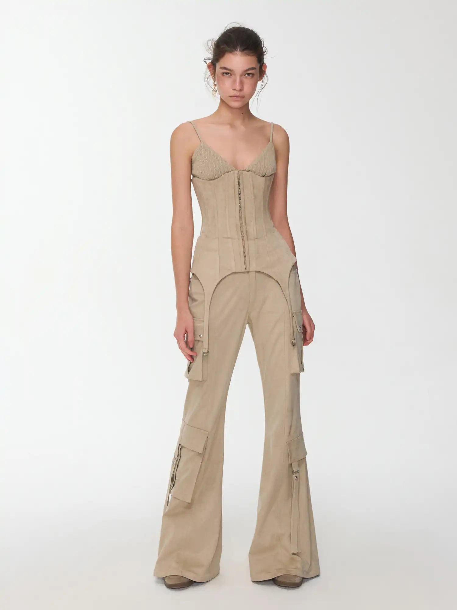 1Jinn Studio Suede Flared Cargo Pants | Canton Collective