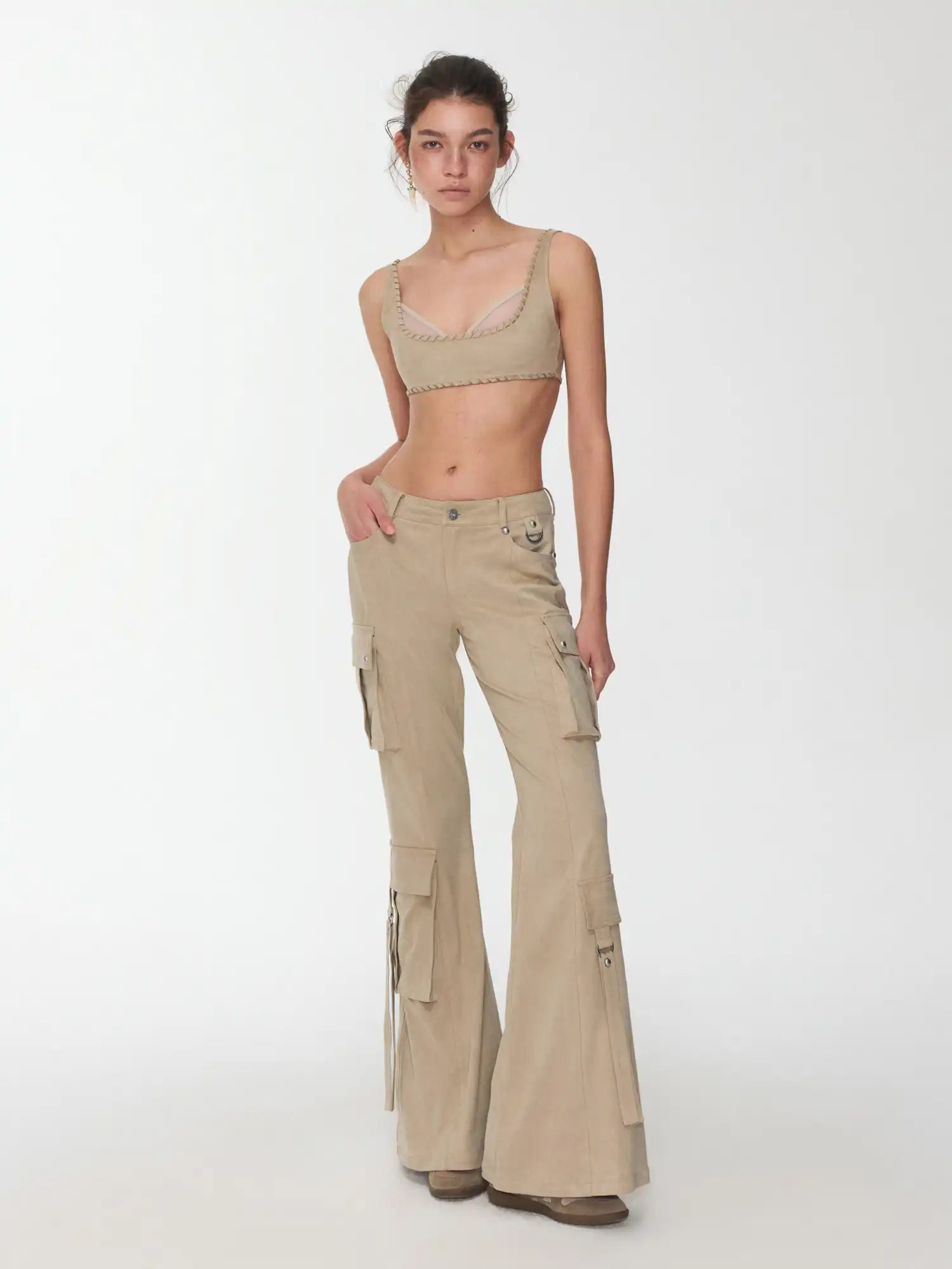 1Jinn Studio Suede Mesh Lace-Up Bustier | Canton Collective