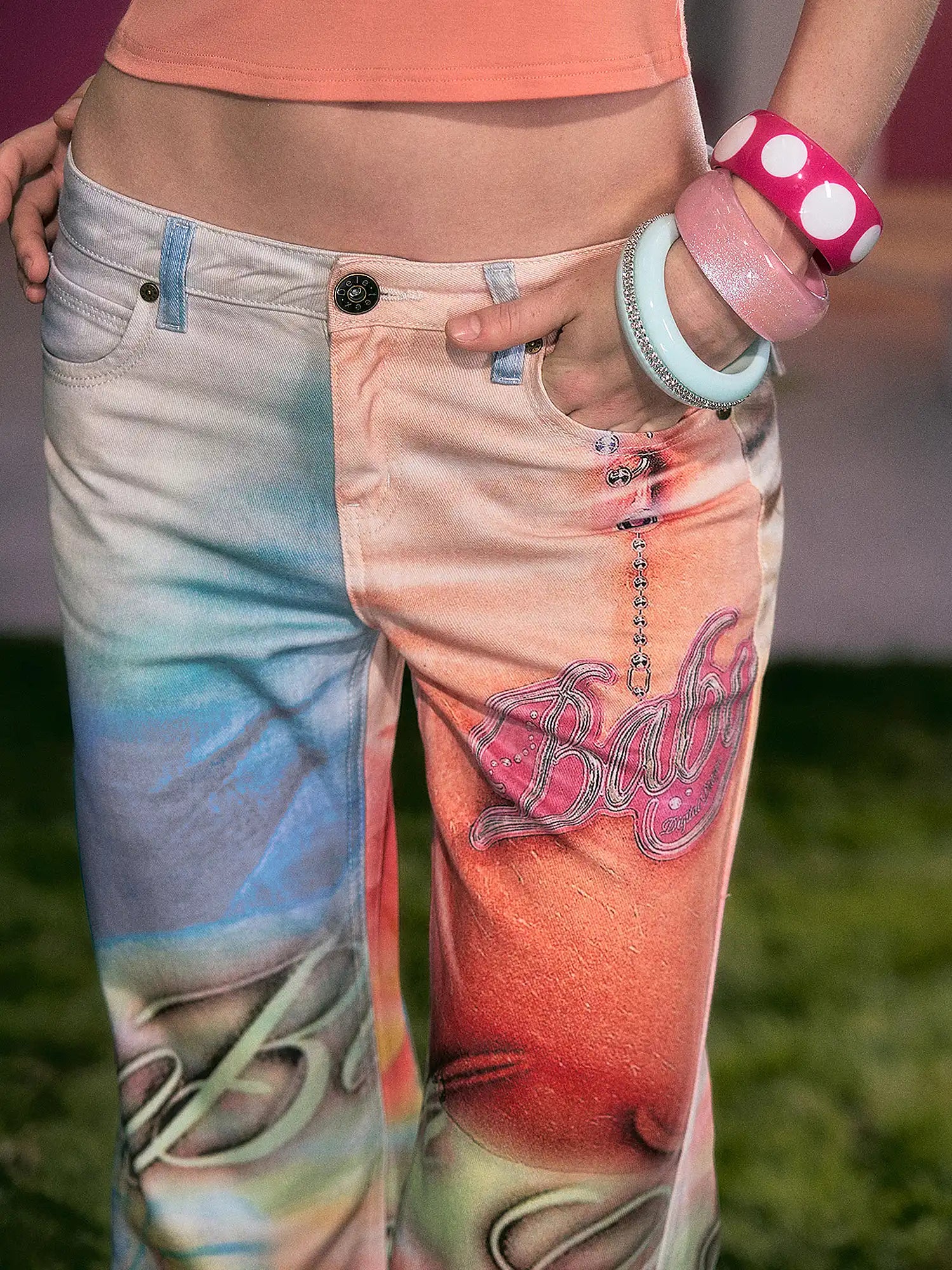 Deleteex Sunset Gradient Y2K Low Rise Flare Jeans | Canton Collective