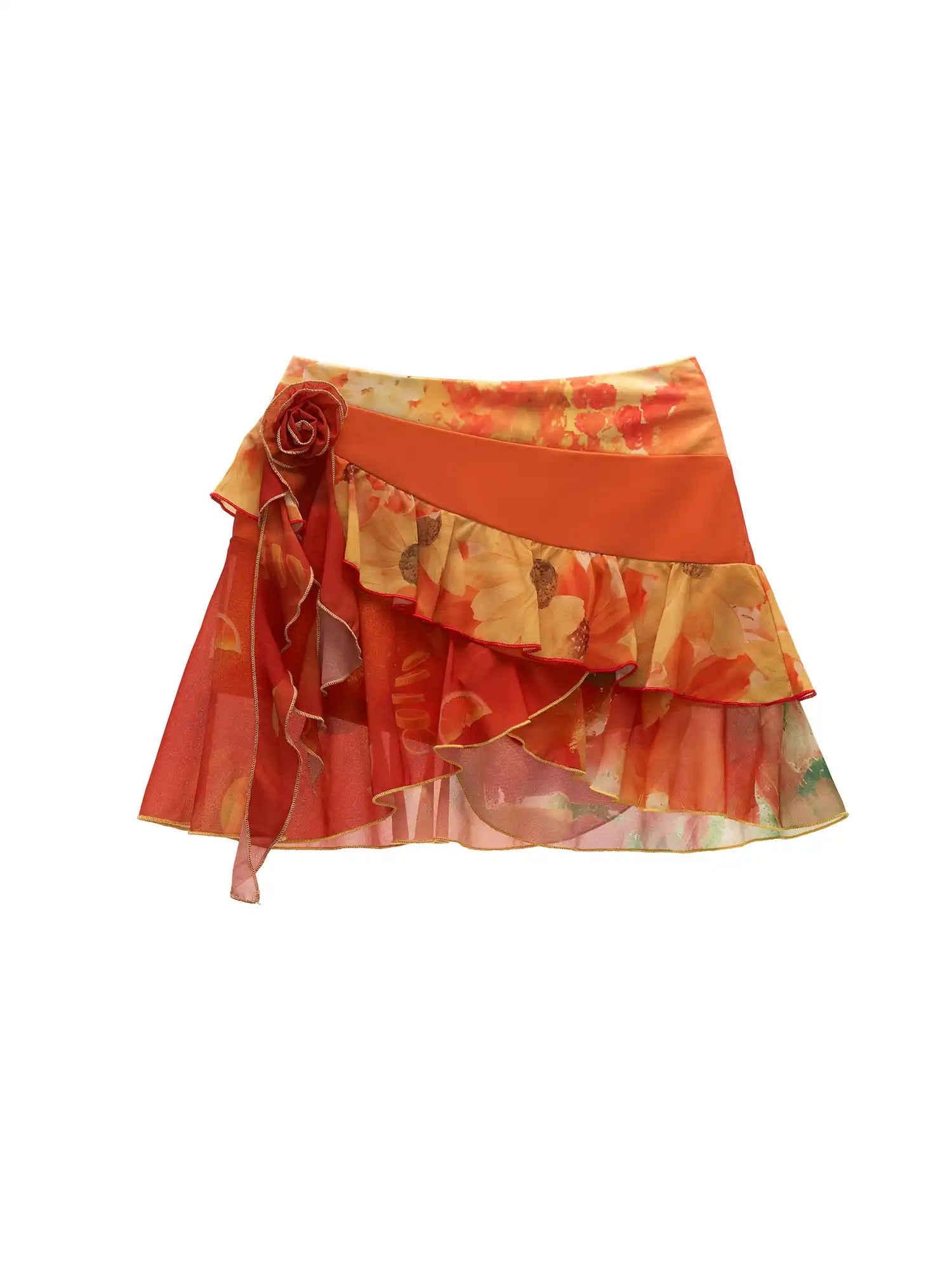MAMC Sunset Tiered Chiffon Ruffled Mini Skirt | Canton Collective