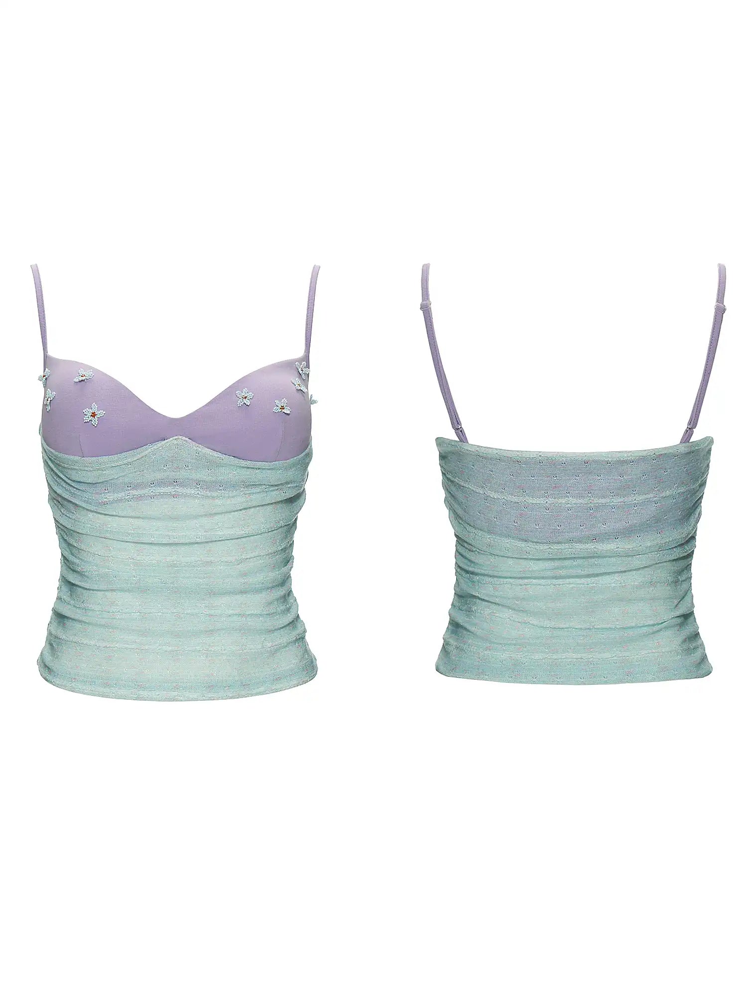 MAMC Sweetheart Neckline Colorblock Ruched Knit Tank Top | Canton Collective