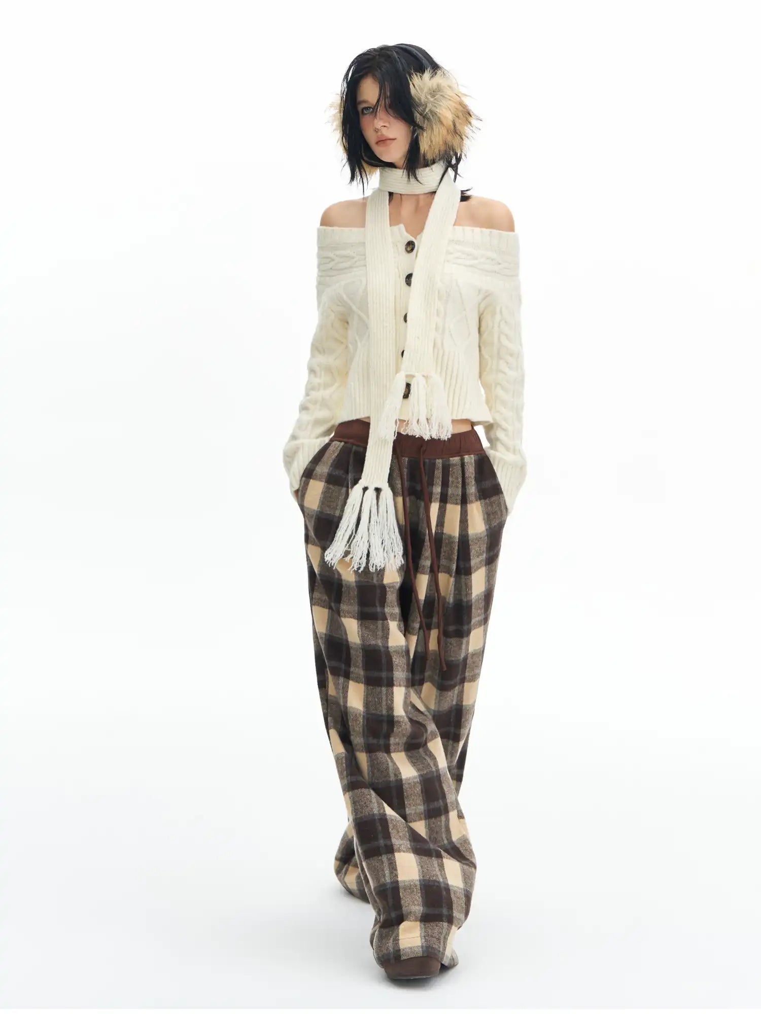 Deleteex Tassel Scarf Off Shoulder Sweater | Canton Collective