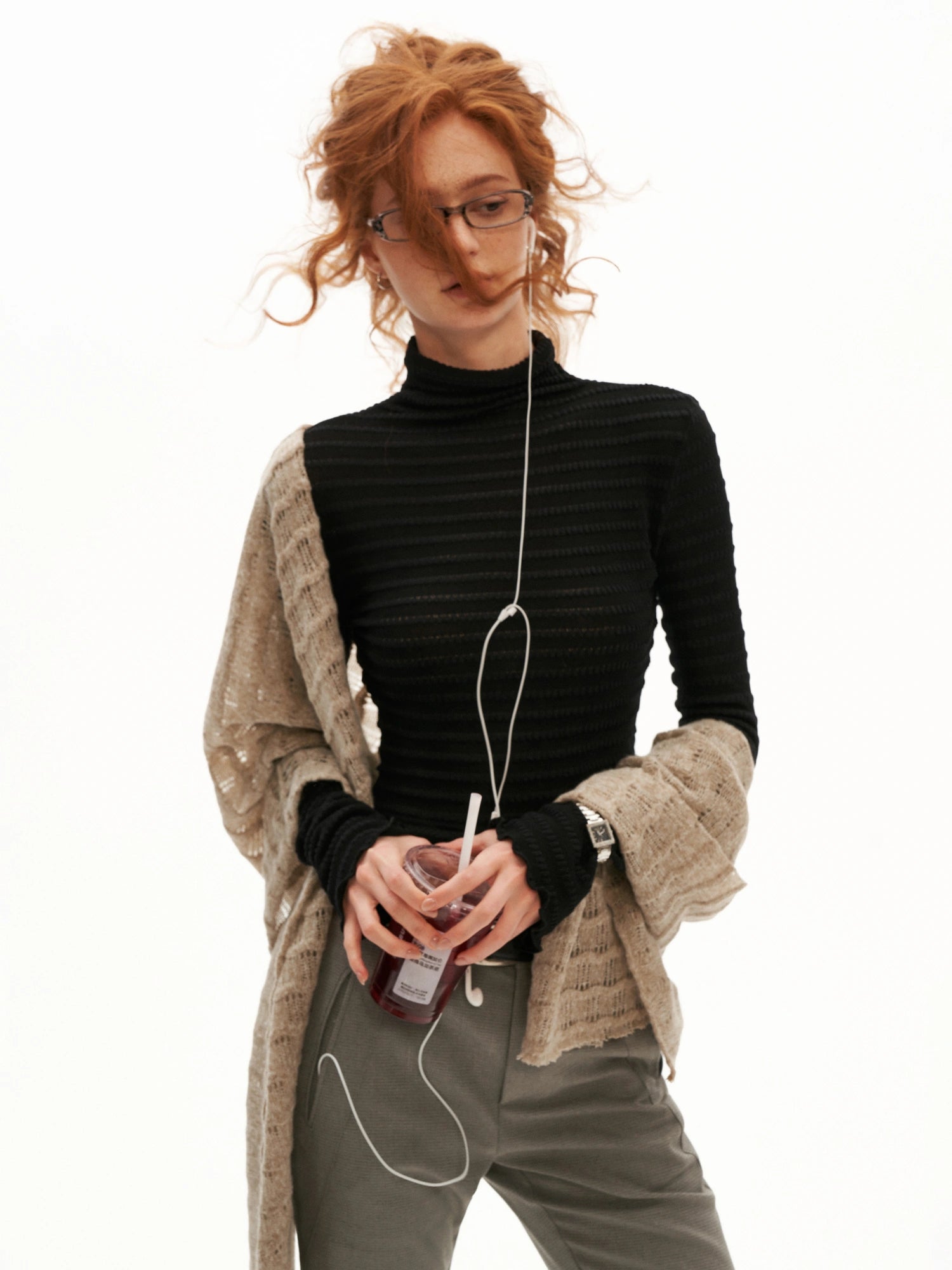 MAMC Textured Mock Neck Long Sleeve Crop Top | Canton Collective