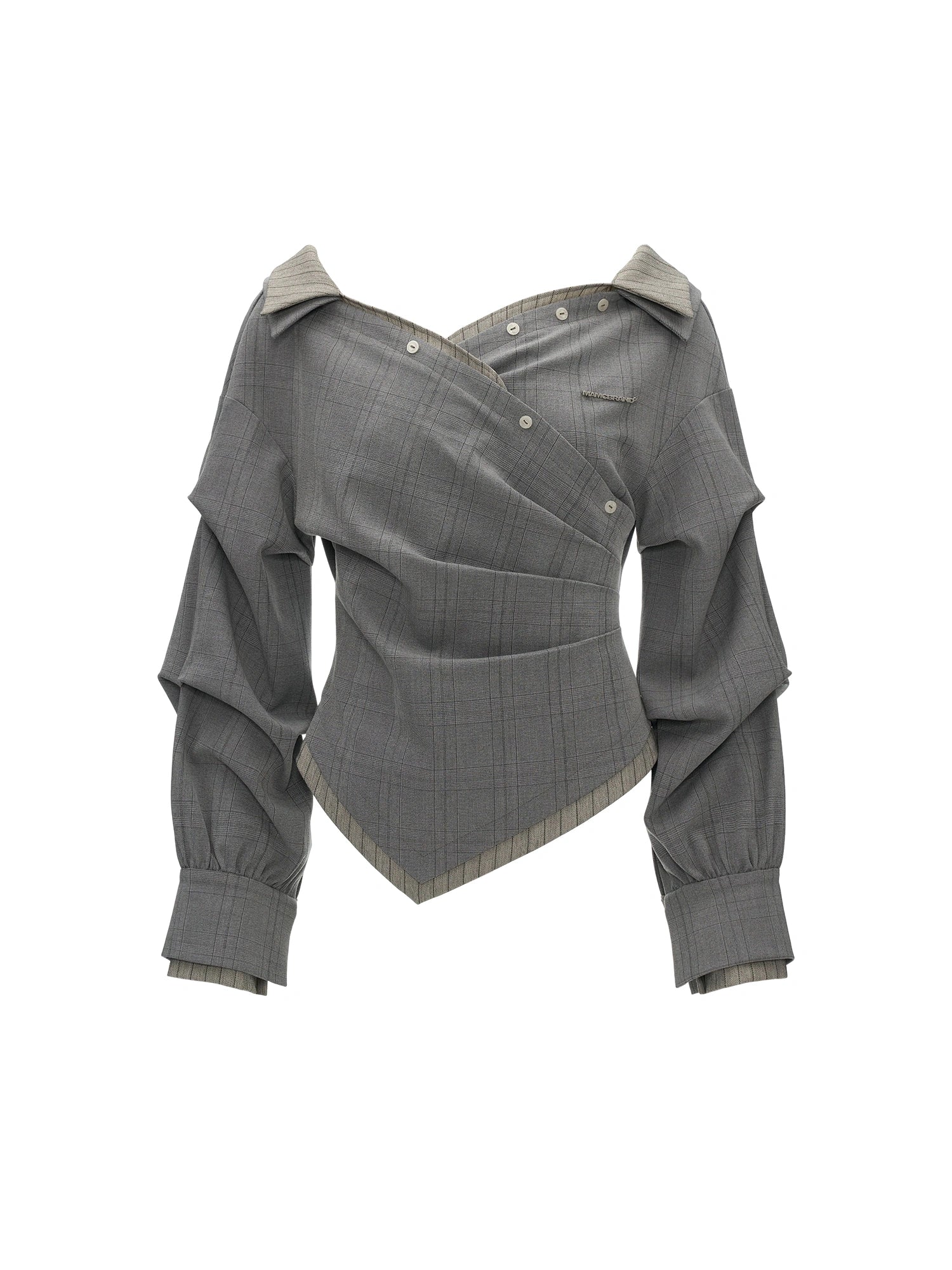 MAMC Textured Plaid Long Sleeve Wrap Top | Canton Collective
