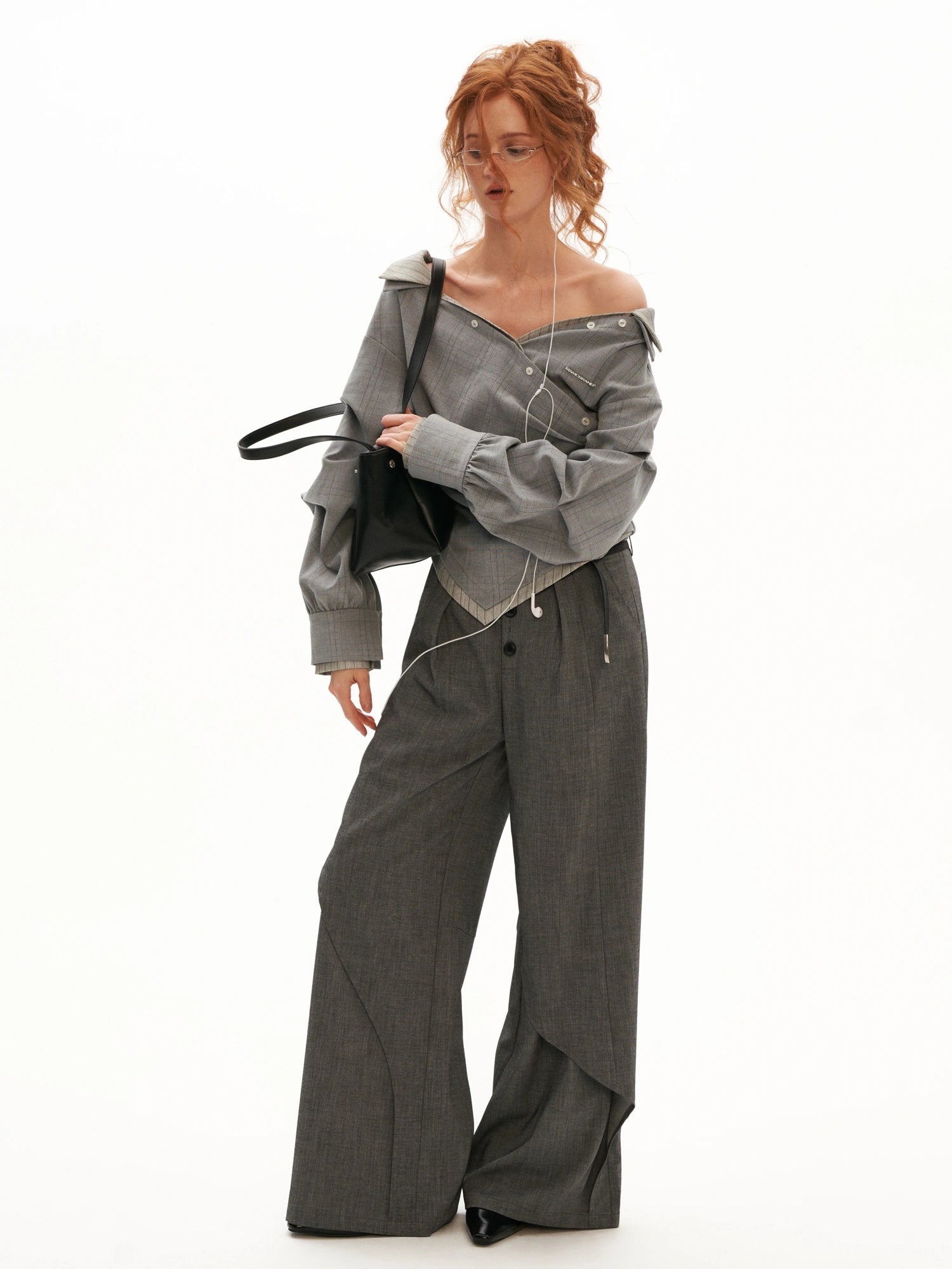 MAMC Textured Plaid Long Sleeve Wrap Top | Canton Collective