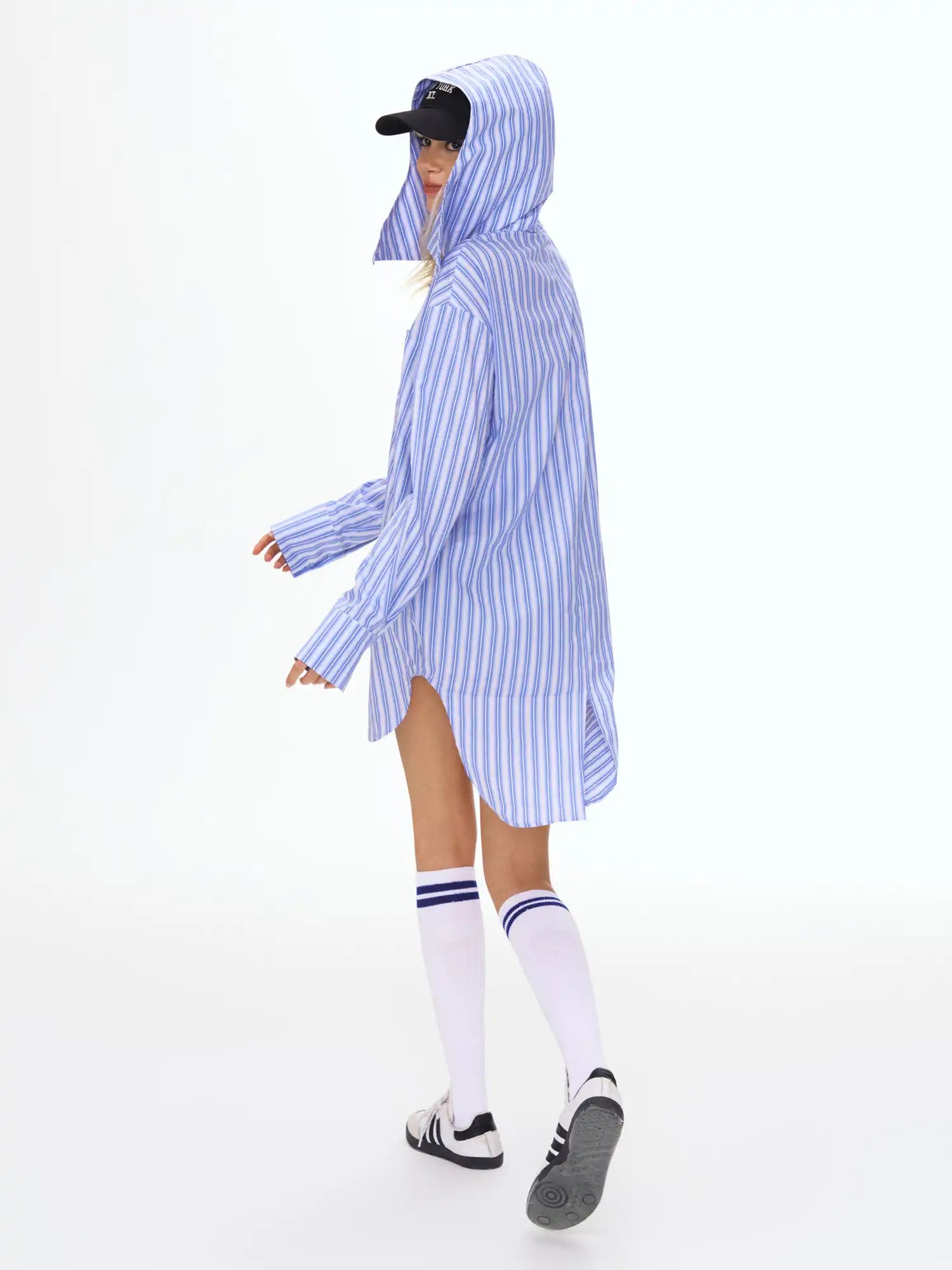 Deleteex Tie Pattern Stripe Hooded Shirt | Canton Collective