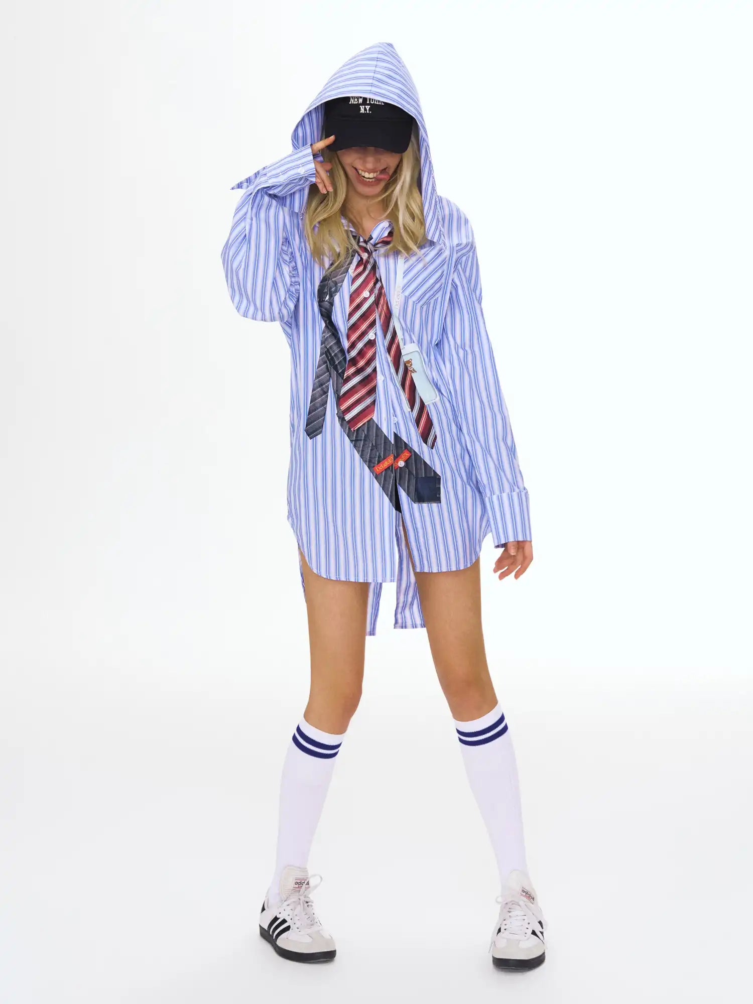 Deleteex Tie Pattern Stripe Hooded Shirt | Canton Collective