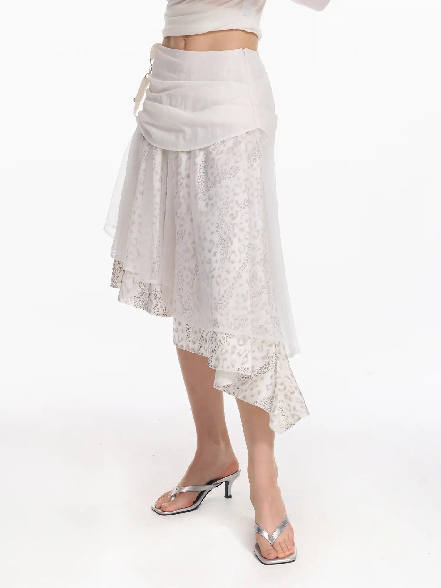 Tiered Mesh Leopard Skirt