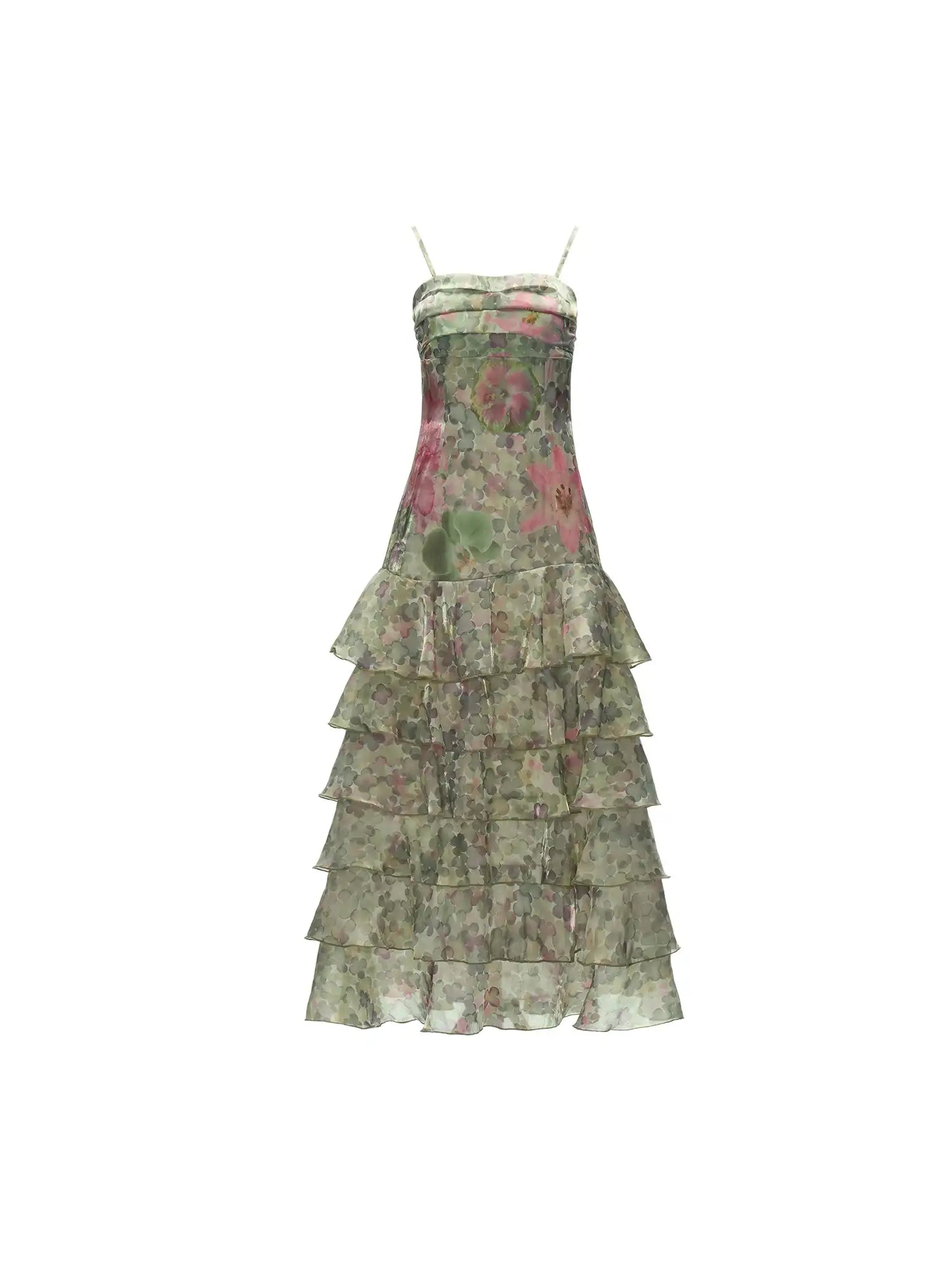 MAMC Tiered Ruffle Layers Midi Slip Floral Dress | Canton Collective