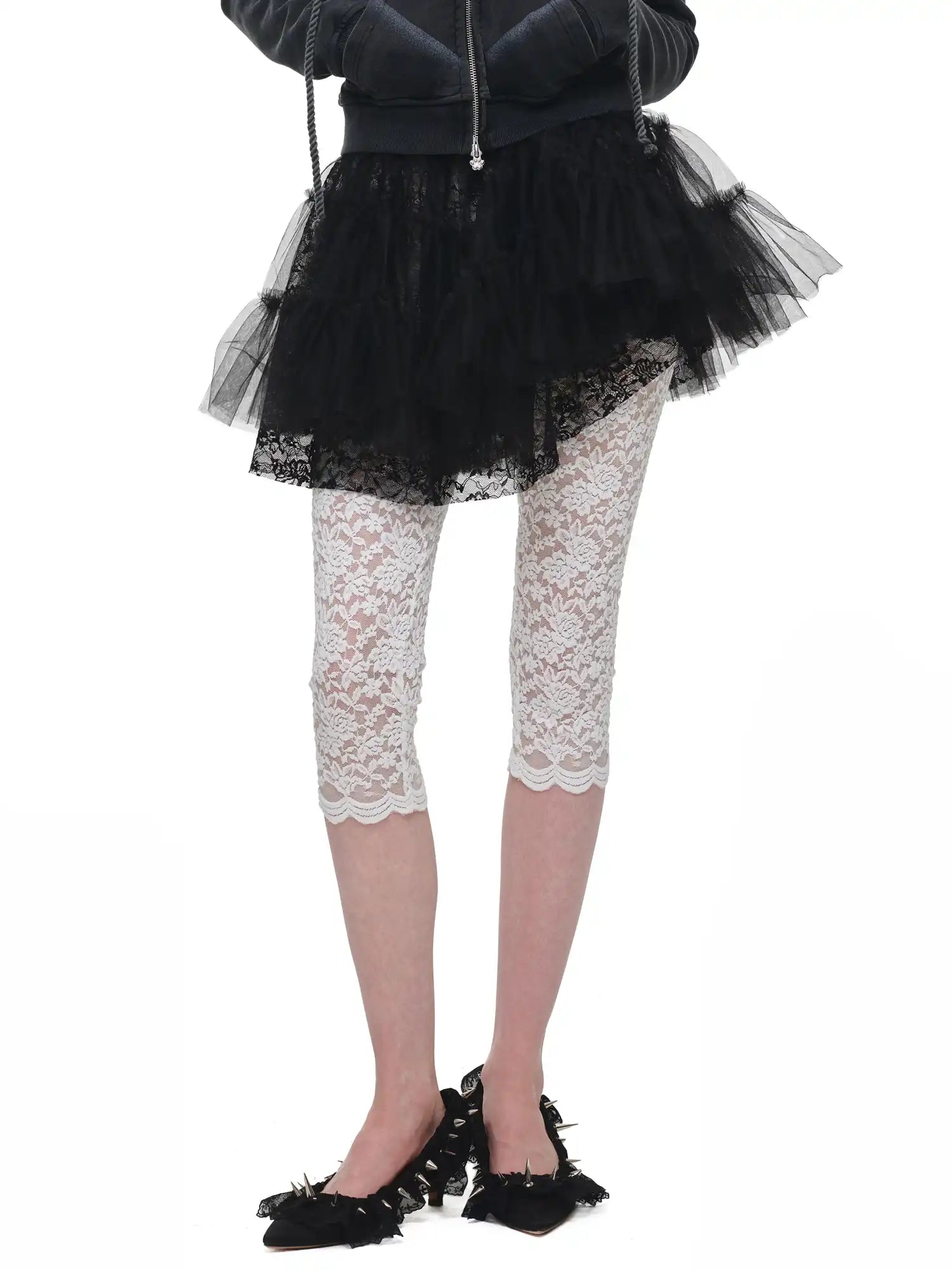 1Jinn Studio Tiered Tulle Lace Ruffle Mini Skirt | Canton Collective