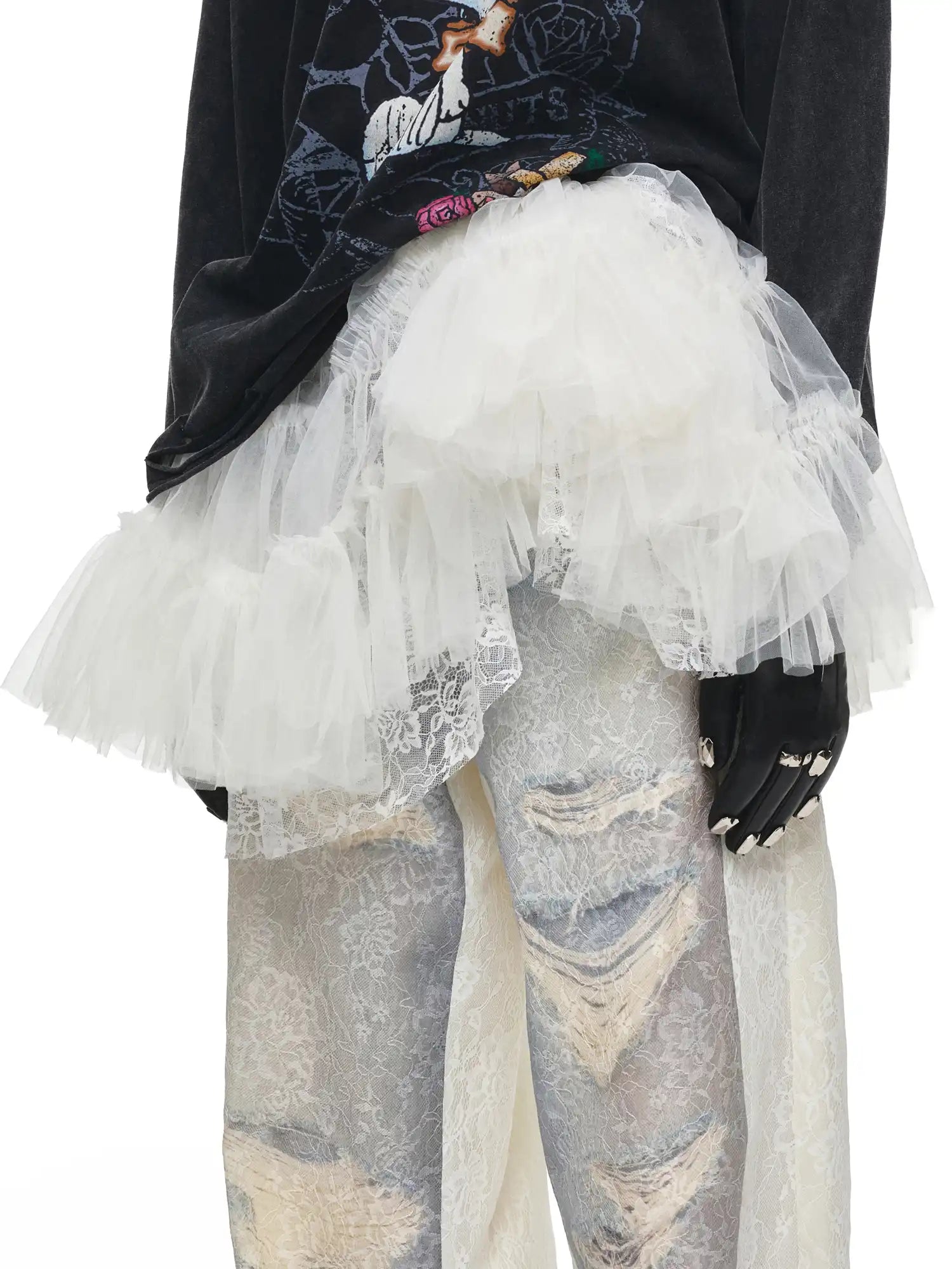 1Jinn Studio Tiered Tulle Lace Ruffle Mini Skirt | Canton Collective