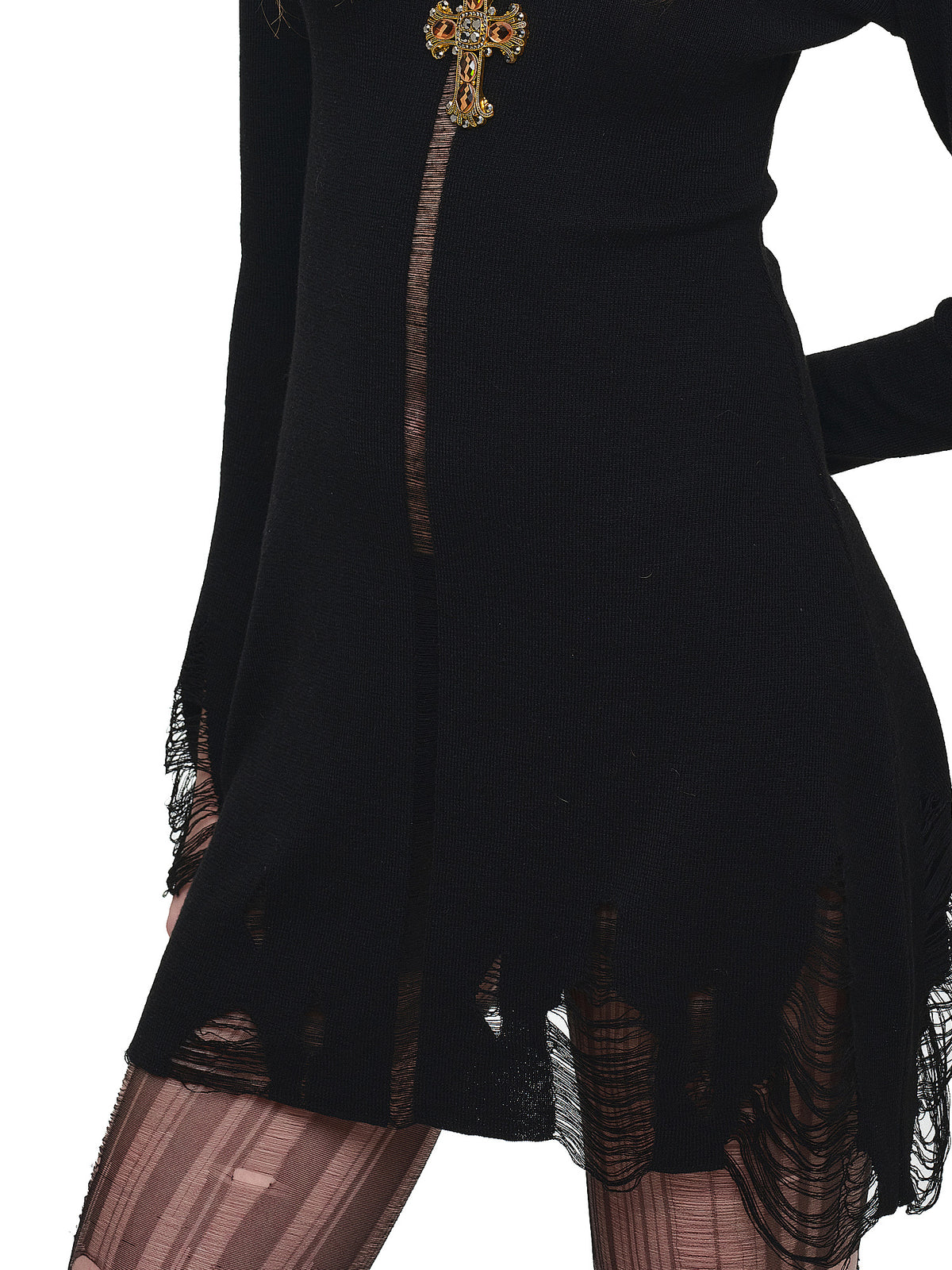 1Jinn Studio Turtleneck Sheer Mini Distressed Knit Dress | Canton Collective