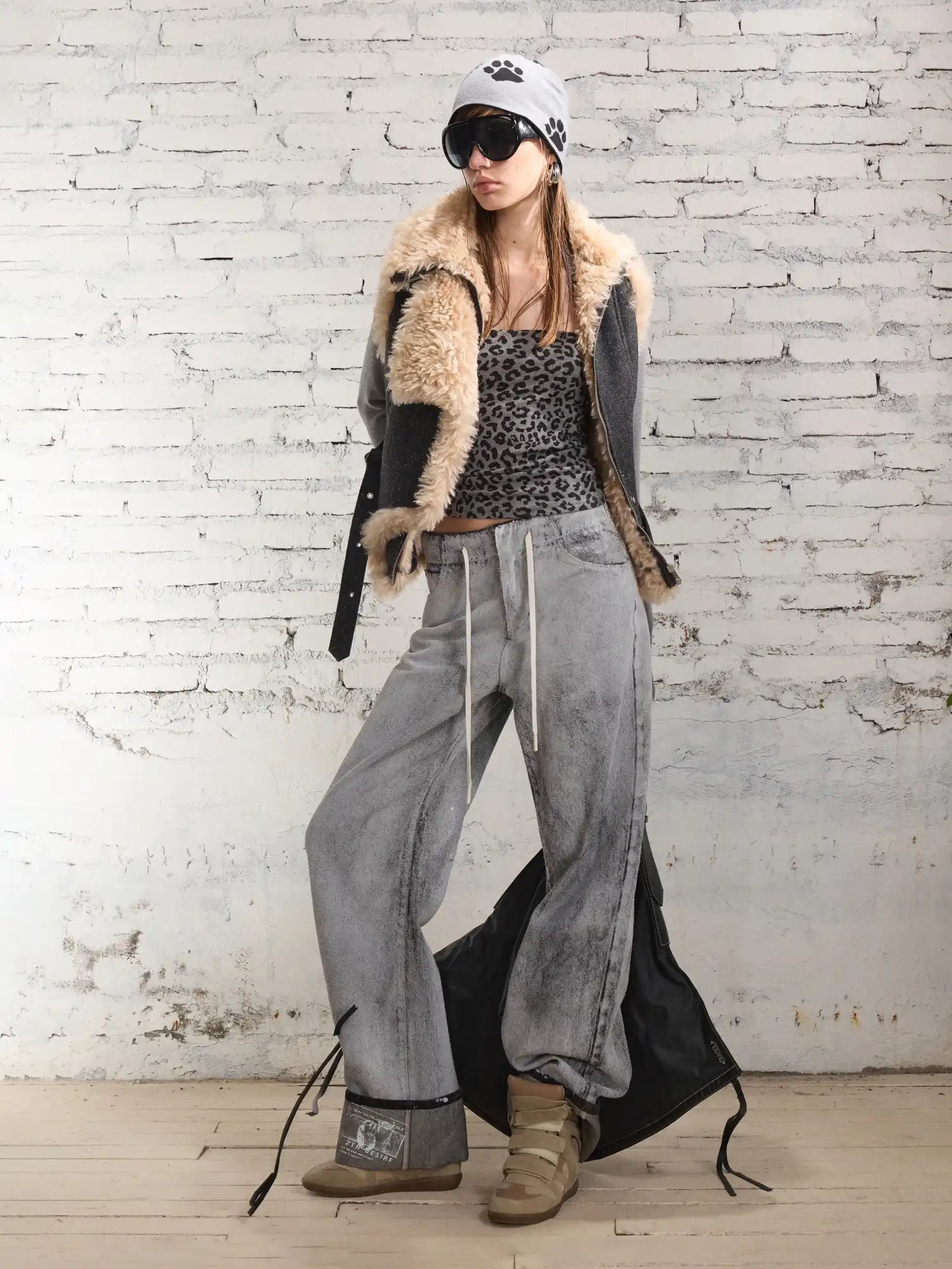 2th Desire Tweed Shearling Biker Vest | Canton Collective