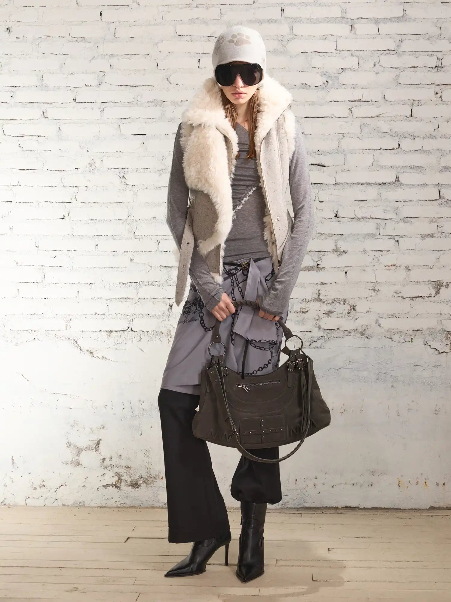 2th Desire Tweed Shearling Biker Vest | Canton Collective