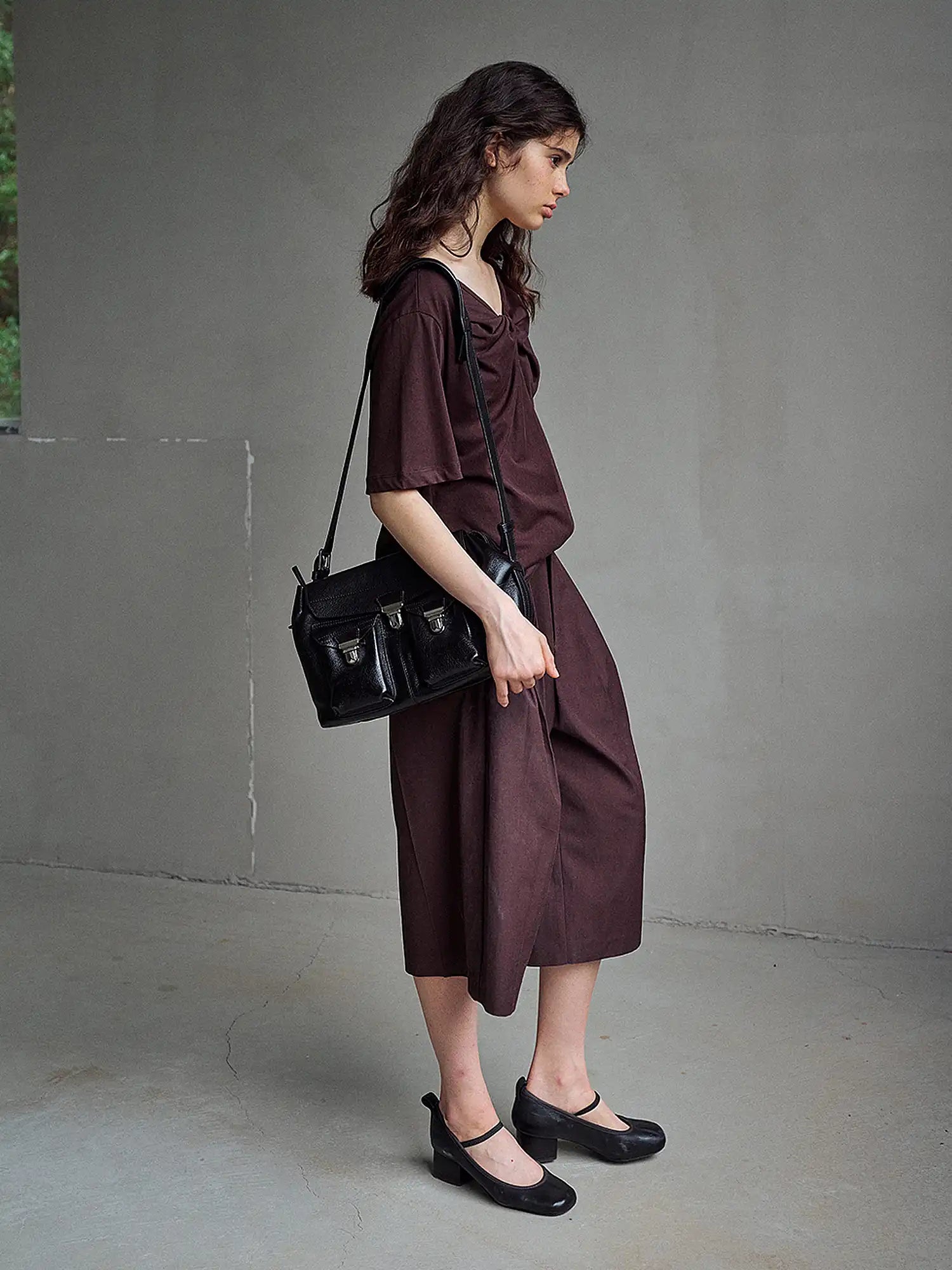 CantonCollective Design Twist Front Cotton Blend Knit Top | Canton Collective