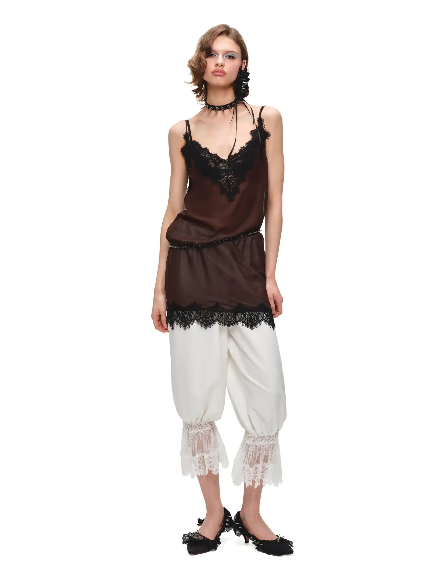 1Jinn Studio Two Piece Lace Trim Satin Midi Slip Dress | Canton Collective