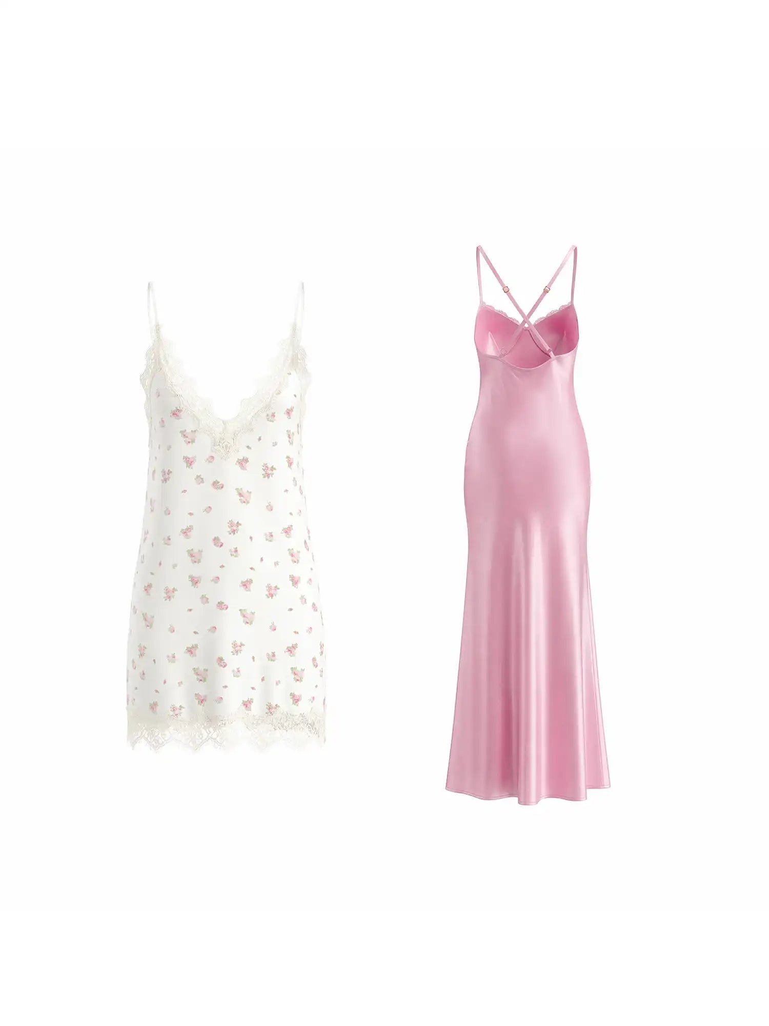 1Jinn Studio Two Piece Lace Trim Satin Midi Slip Dress | Canton Collective