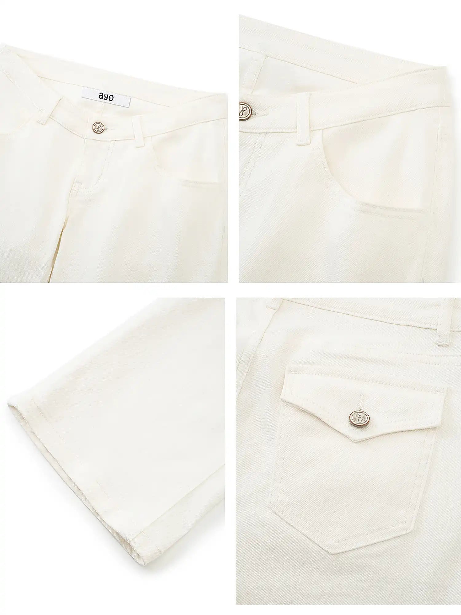 Ayo V-Front White Low Rise Flared Jeans | Canton Collective