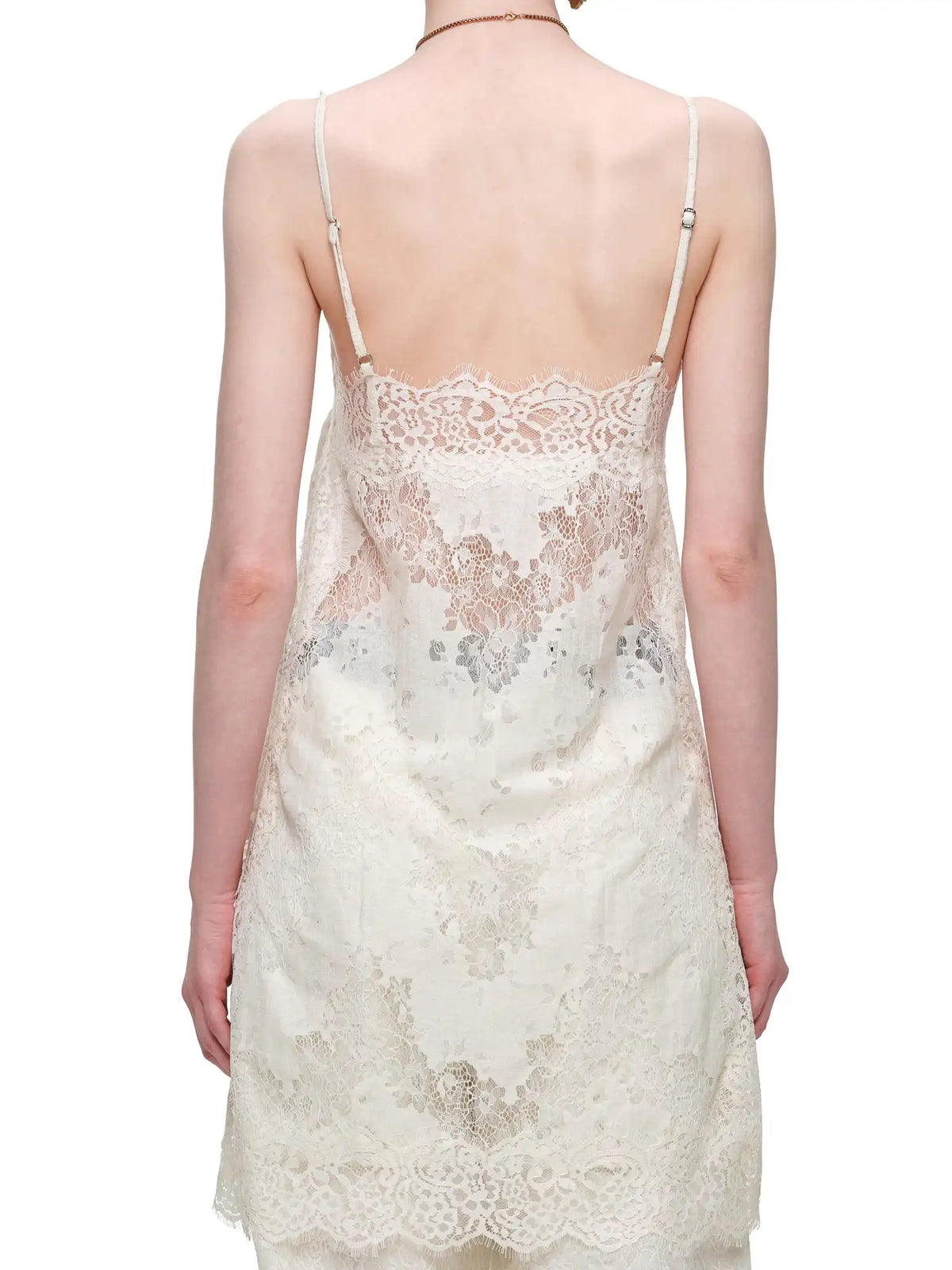 1Jinn Studio V Neck Sheer Lace Slip Mini Dress | Canton Collective