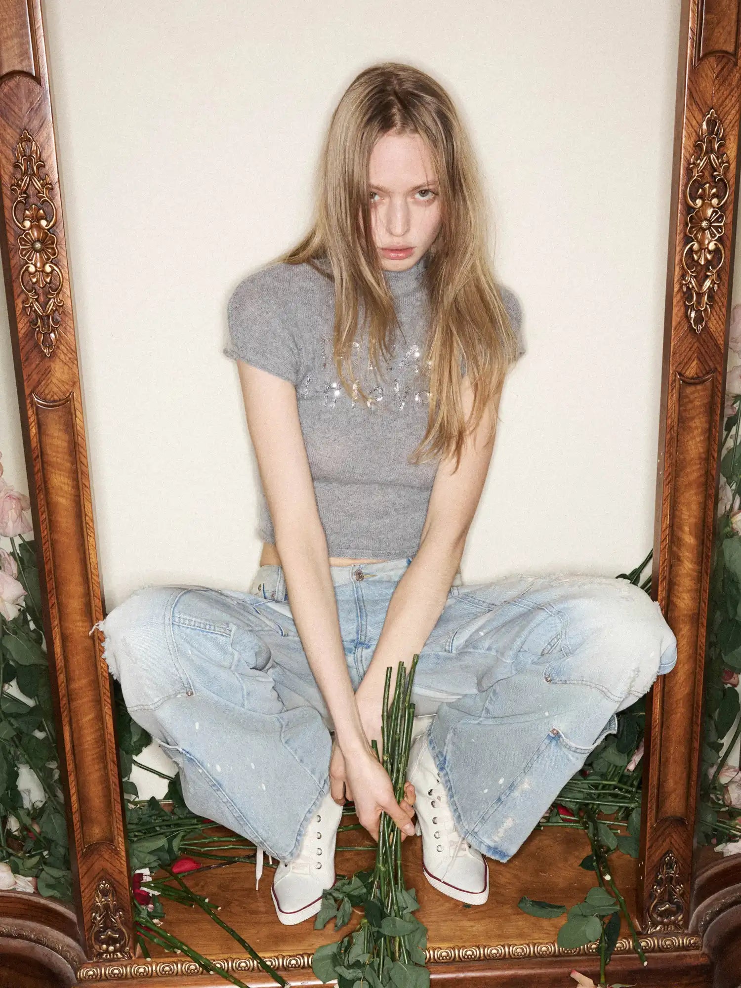 1Jinn Studio Valentine Sequin Short Sleeve Sweater Top | Canton Collective