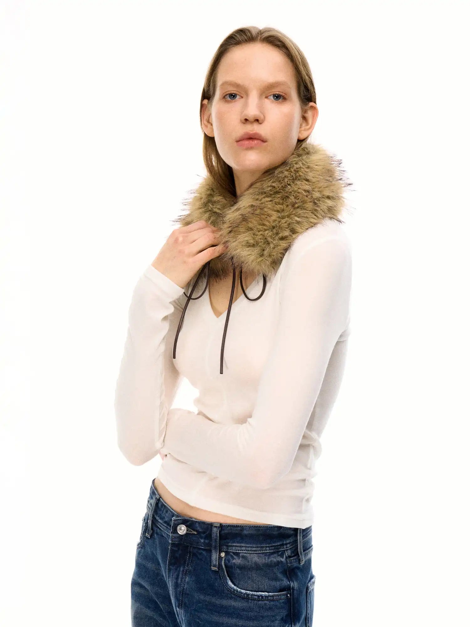 FirstFloor Versatile Tie-Up Fur Collar Scarf | Canton Collective
