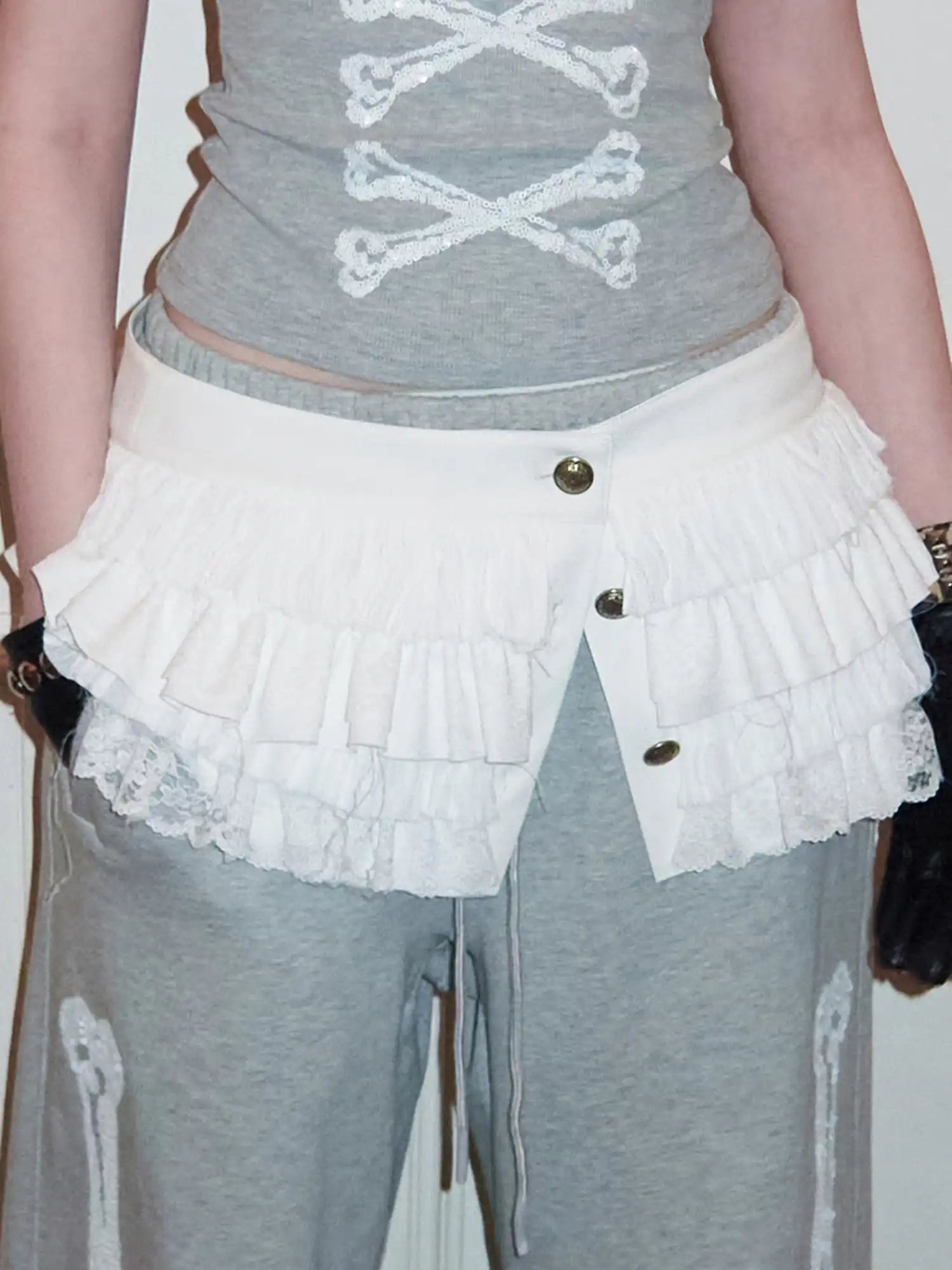 1Jinn Studio Victorian Lace Trim Layer Ultra Short Skirt | Canton Collective