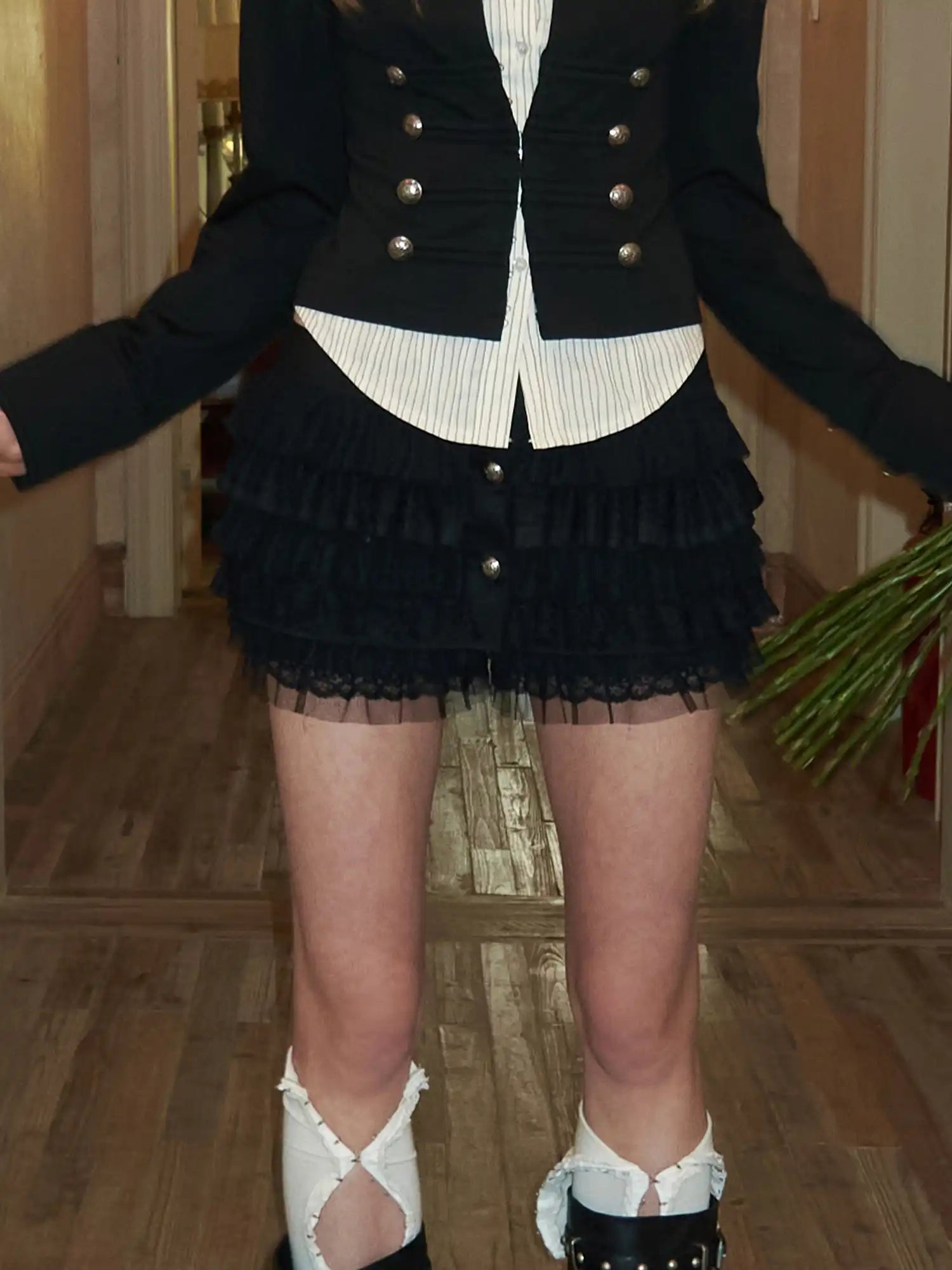 1Jinn Studio Victorian Lace Trim Layer Ultra Short Skirt | Canton Collective