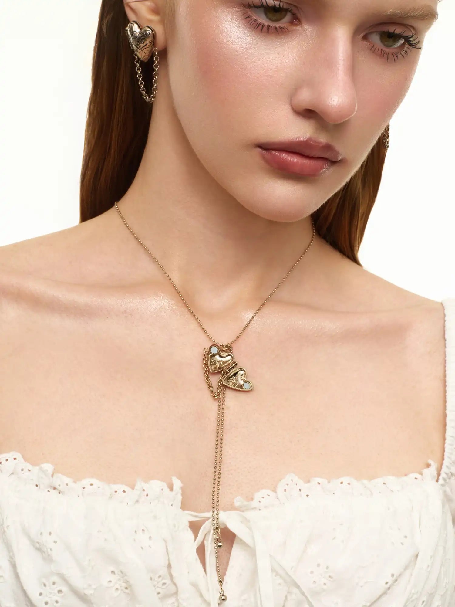 1Jinn M2M Victorian Scrollwork Heart Locket Lariat Necklace | Canton Collective