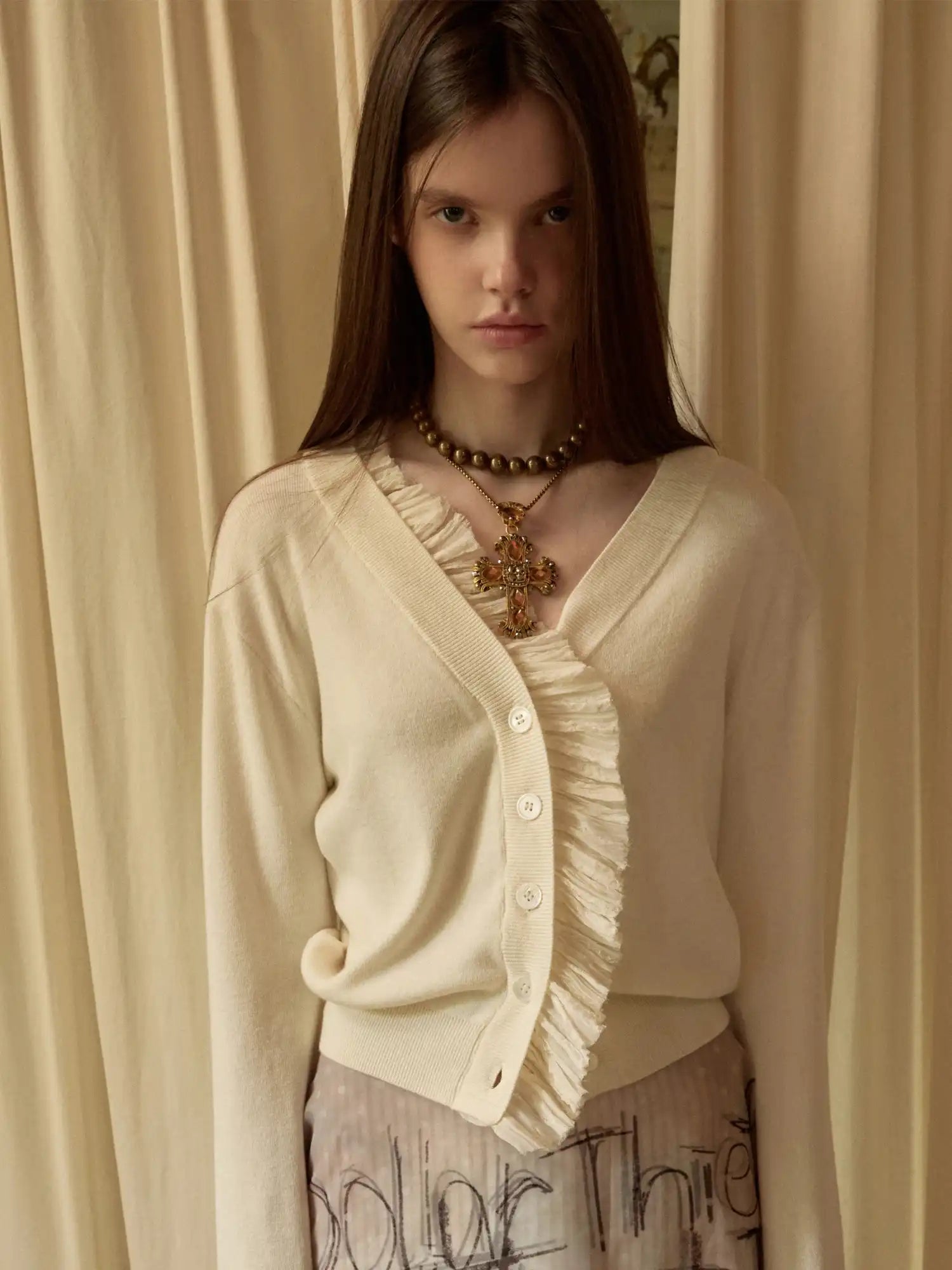 1Jinn Studio Victorian Y2K Aristocrat Cropped Ruffle Cardigan | Canton Collective