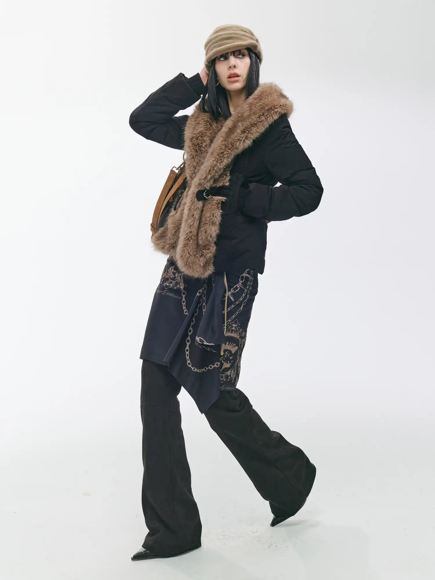 2th Desire Vintage-Style Patchwork Fur Down Jacket | Canton Collective