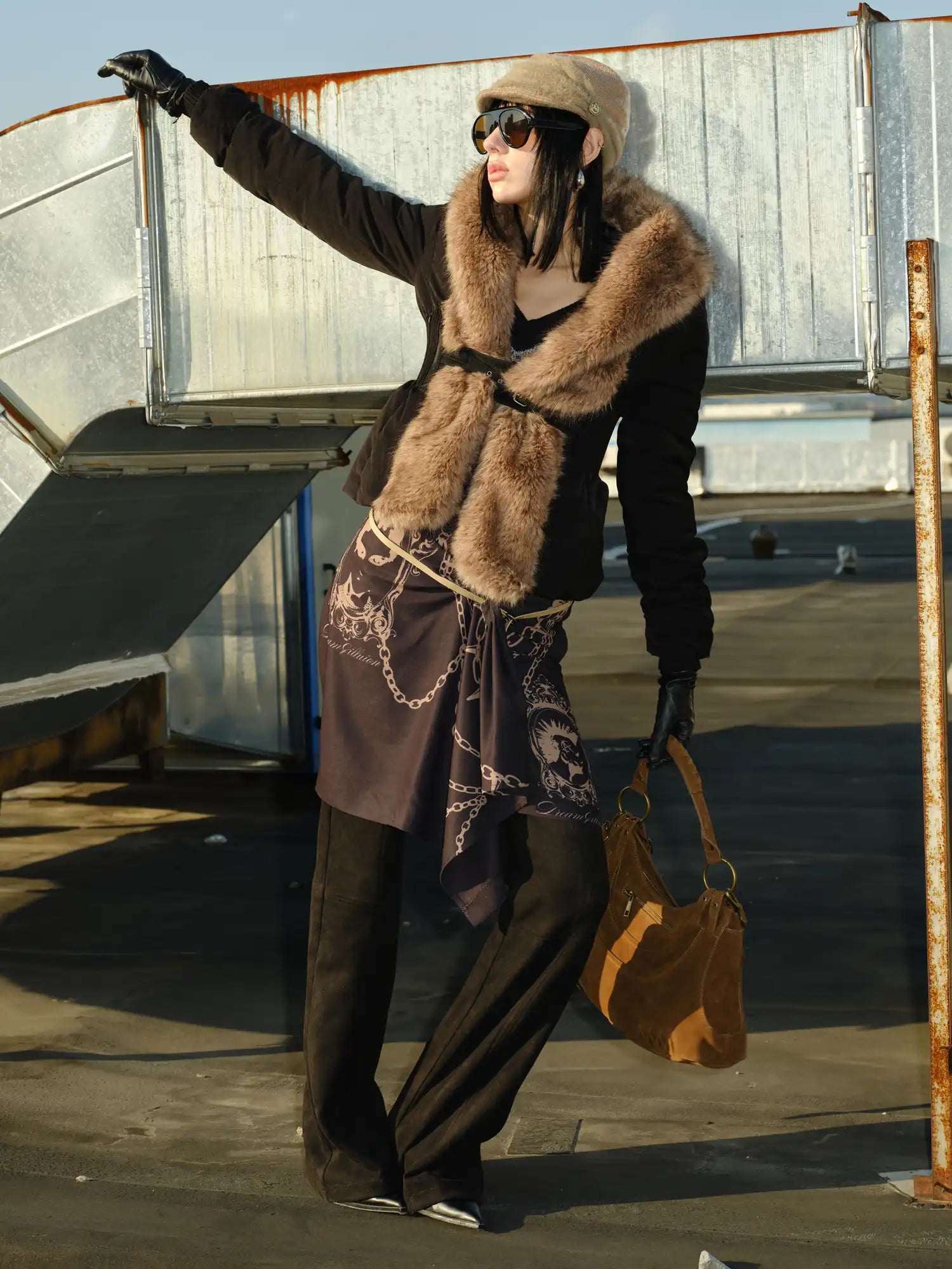 2th Desire Vintage-Style Patchwork Fur Down Jacket | Canton Collective