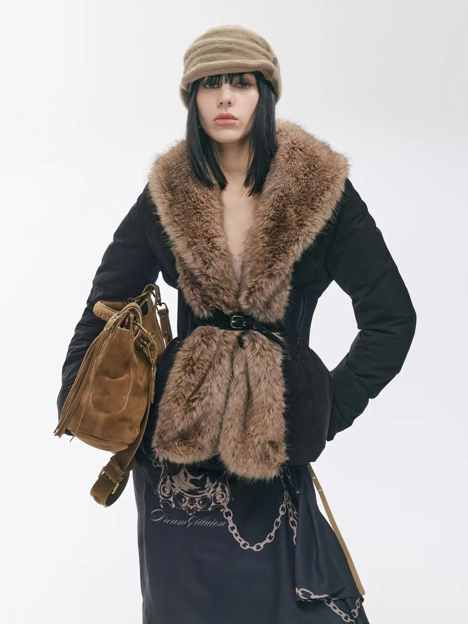 2th Desire Vintage-Style Patchwork Fur Down Jacket | Canton Collective