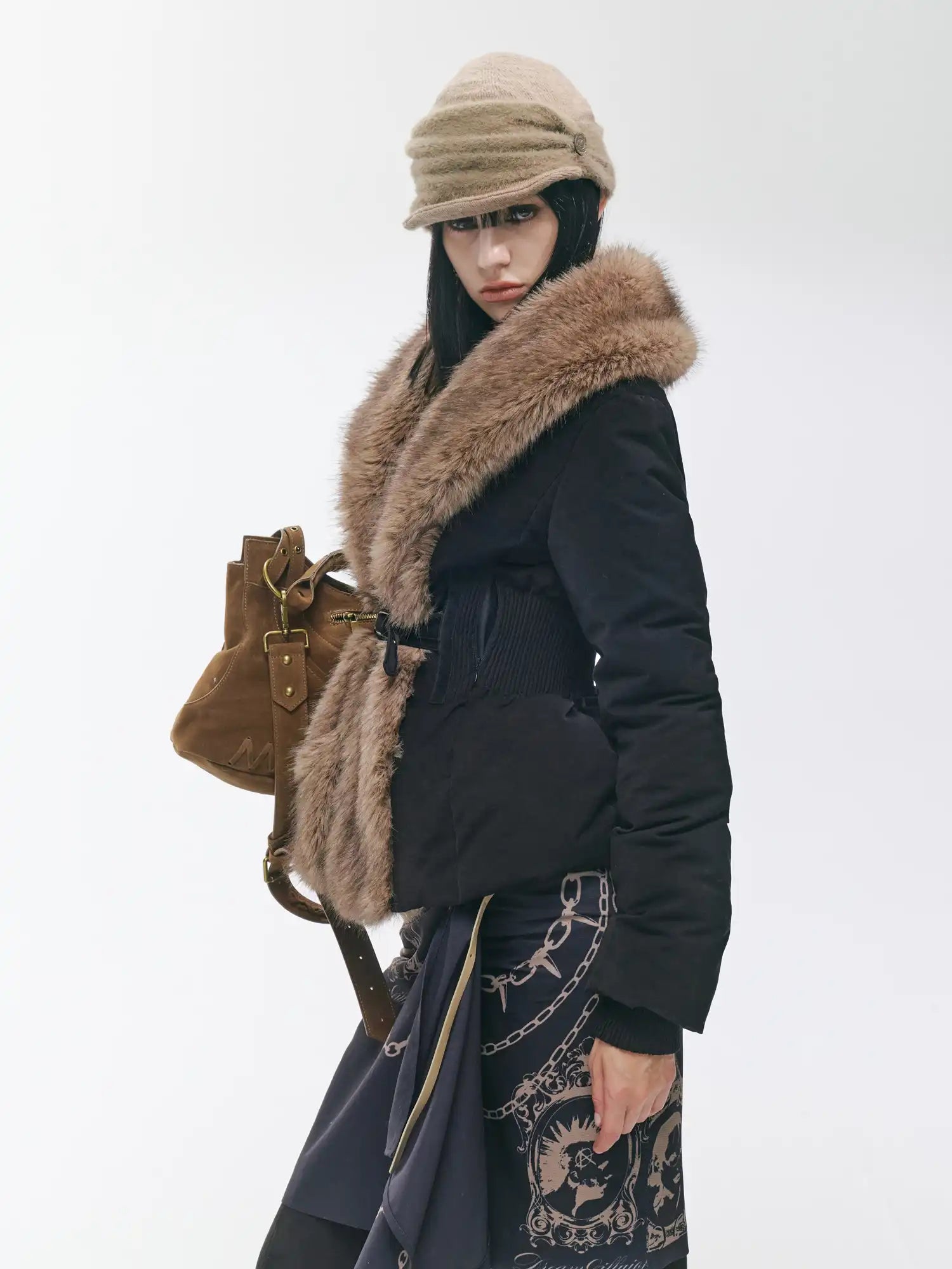 2th Desire Vintage-Style Patchwork Fur Down Jacket | Canton Collective