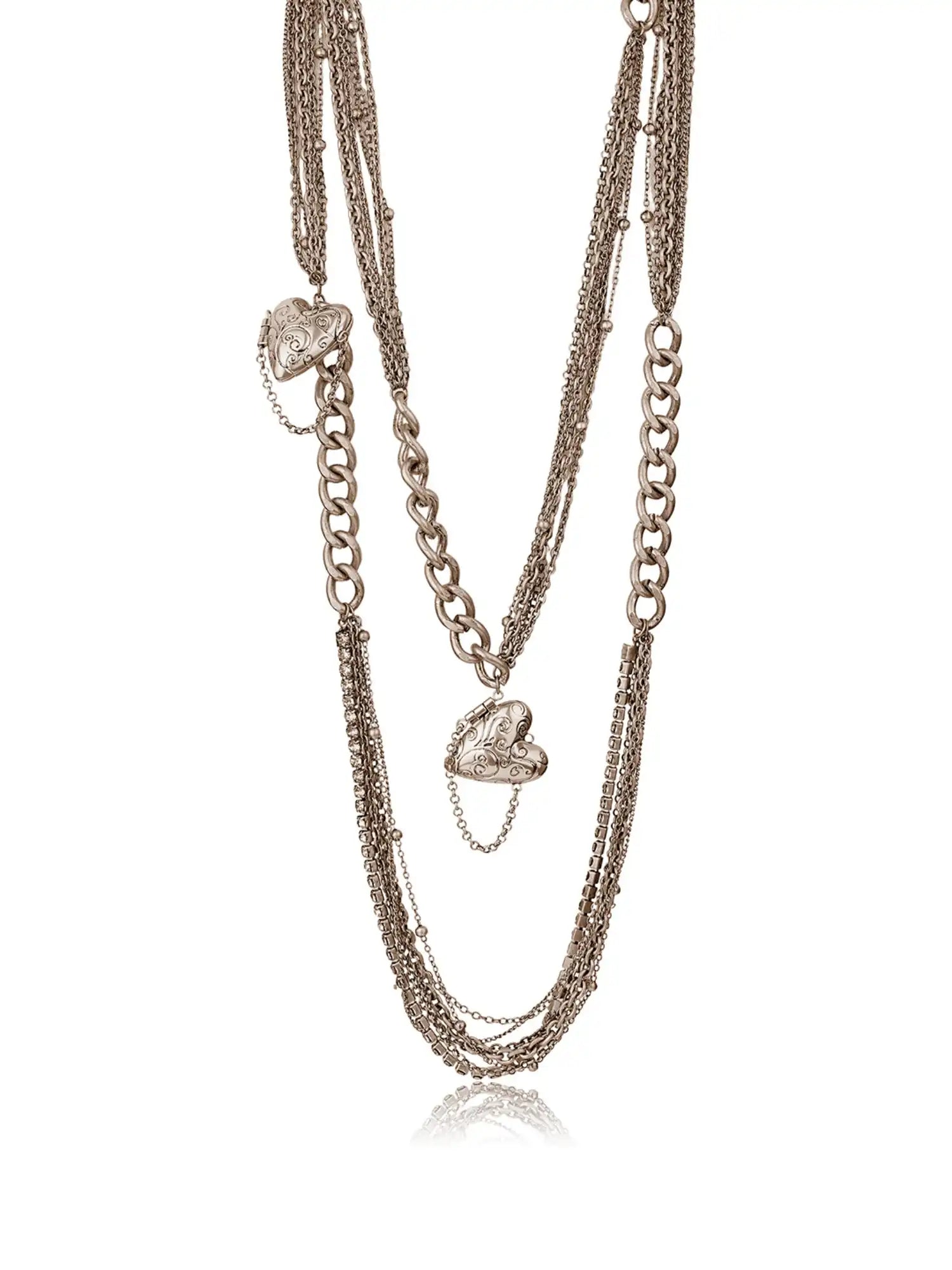 1Jinn M2M Vintage Heart Chainmail Long Layered Necklace | Canton Collective