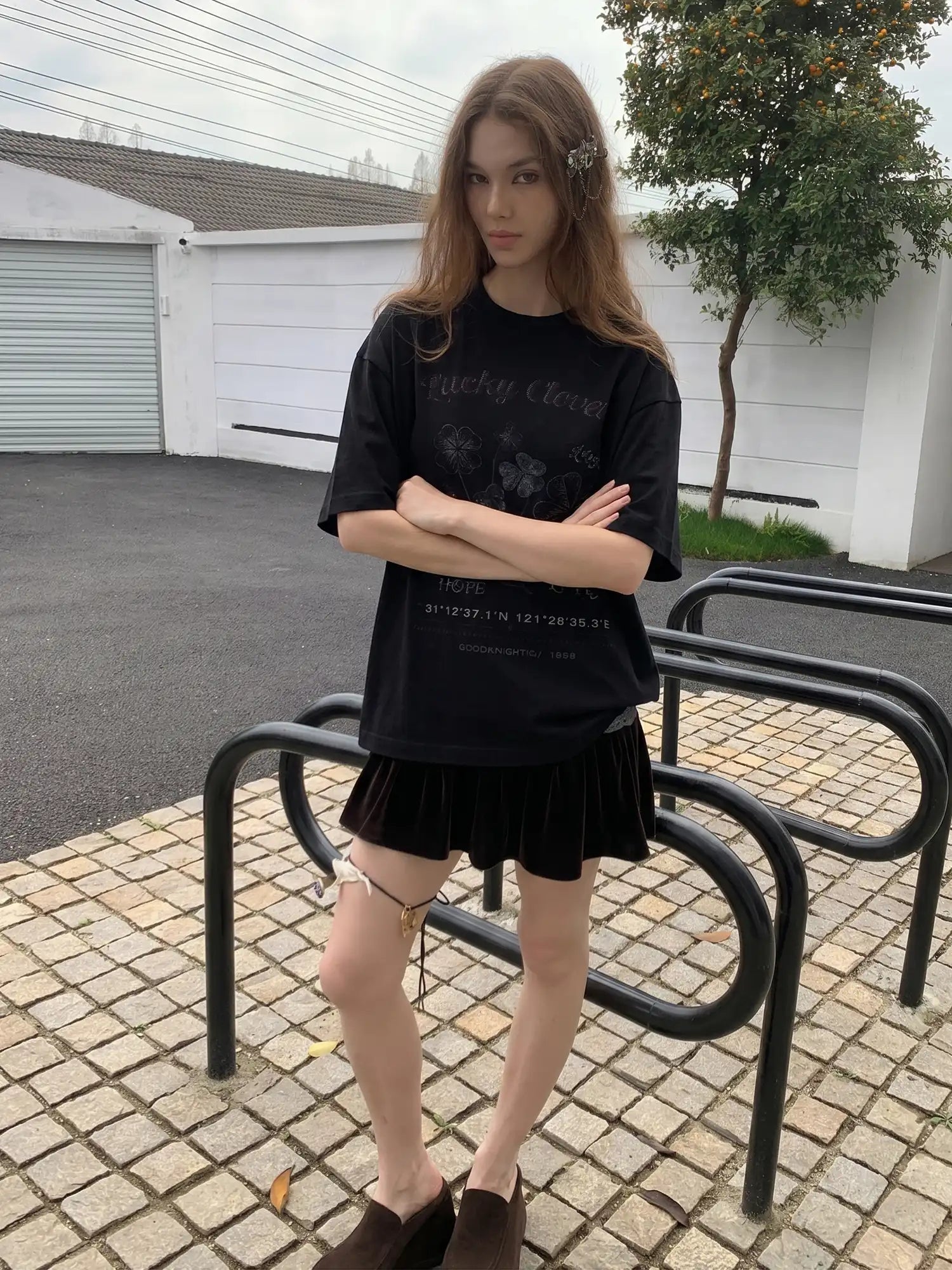 CantonCollective Design Vintage Clover Print Cotton Oversized Tee | Canton Collective