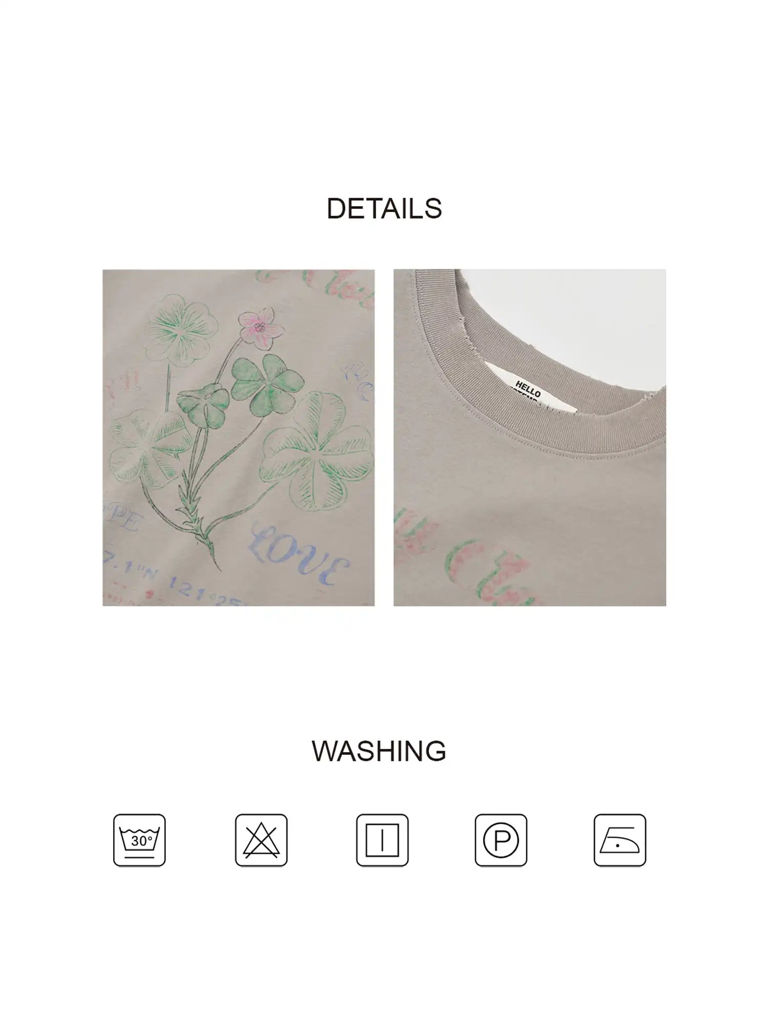 CantonCollective Design Vintage Clover Print Cotton Oversized Tee | Canton Collective