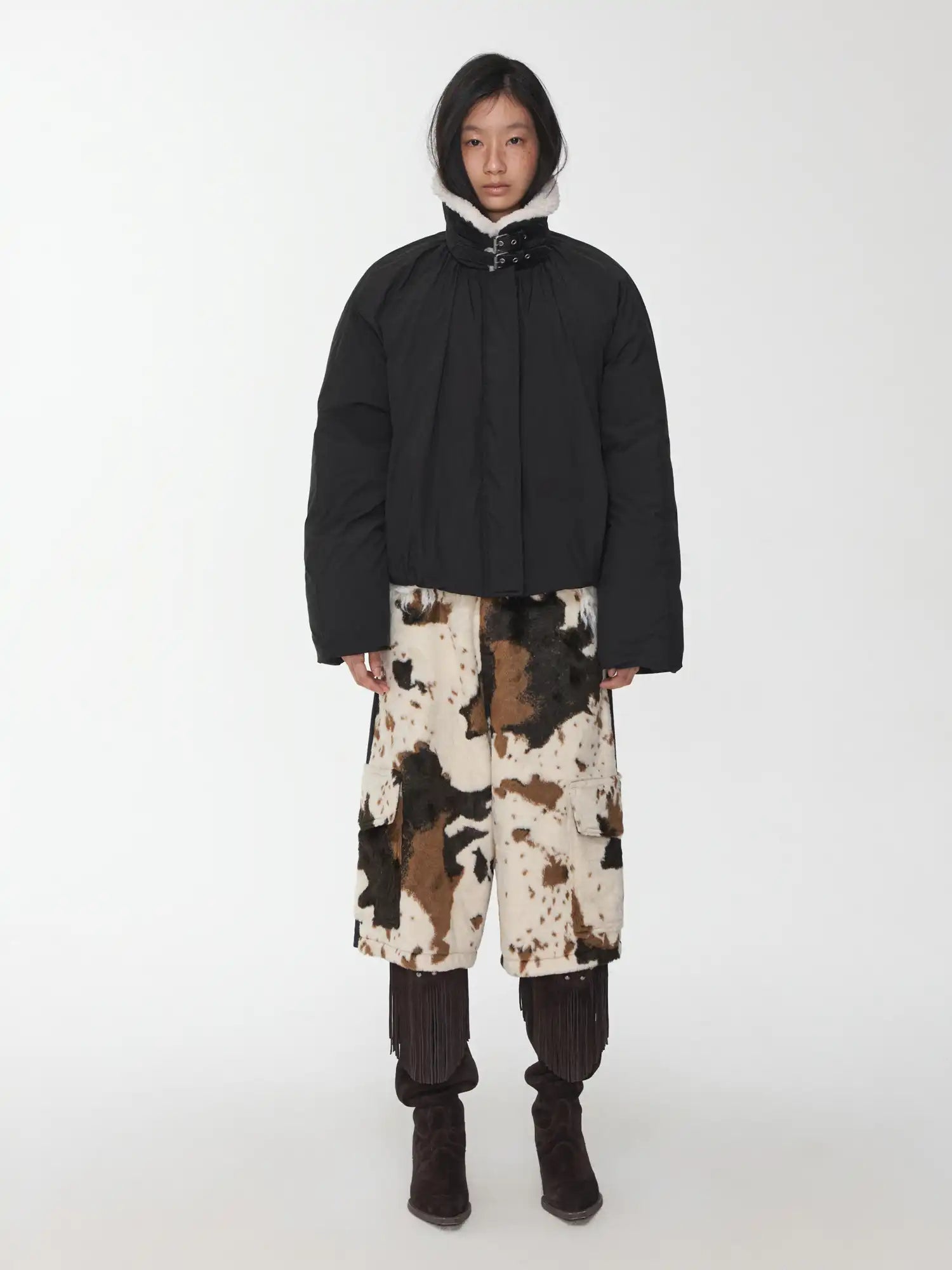 1Jinn Studio Vintage Cowhide-Pattern Capri Pants | Canton Collective