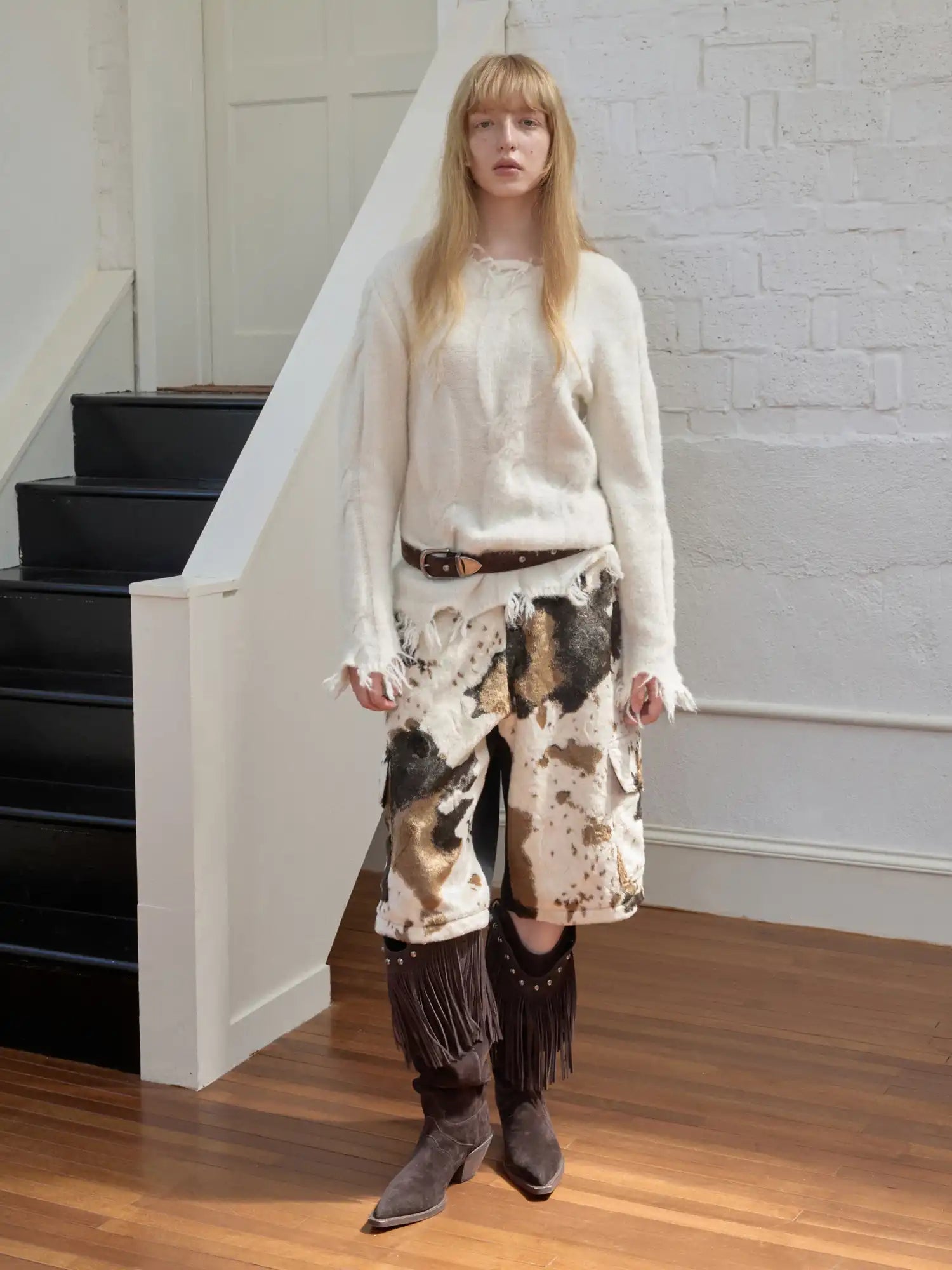 1Jinn Studio Vintage Cowhide-Pattern Capri Pants | Canton Collective