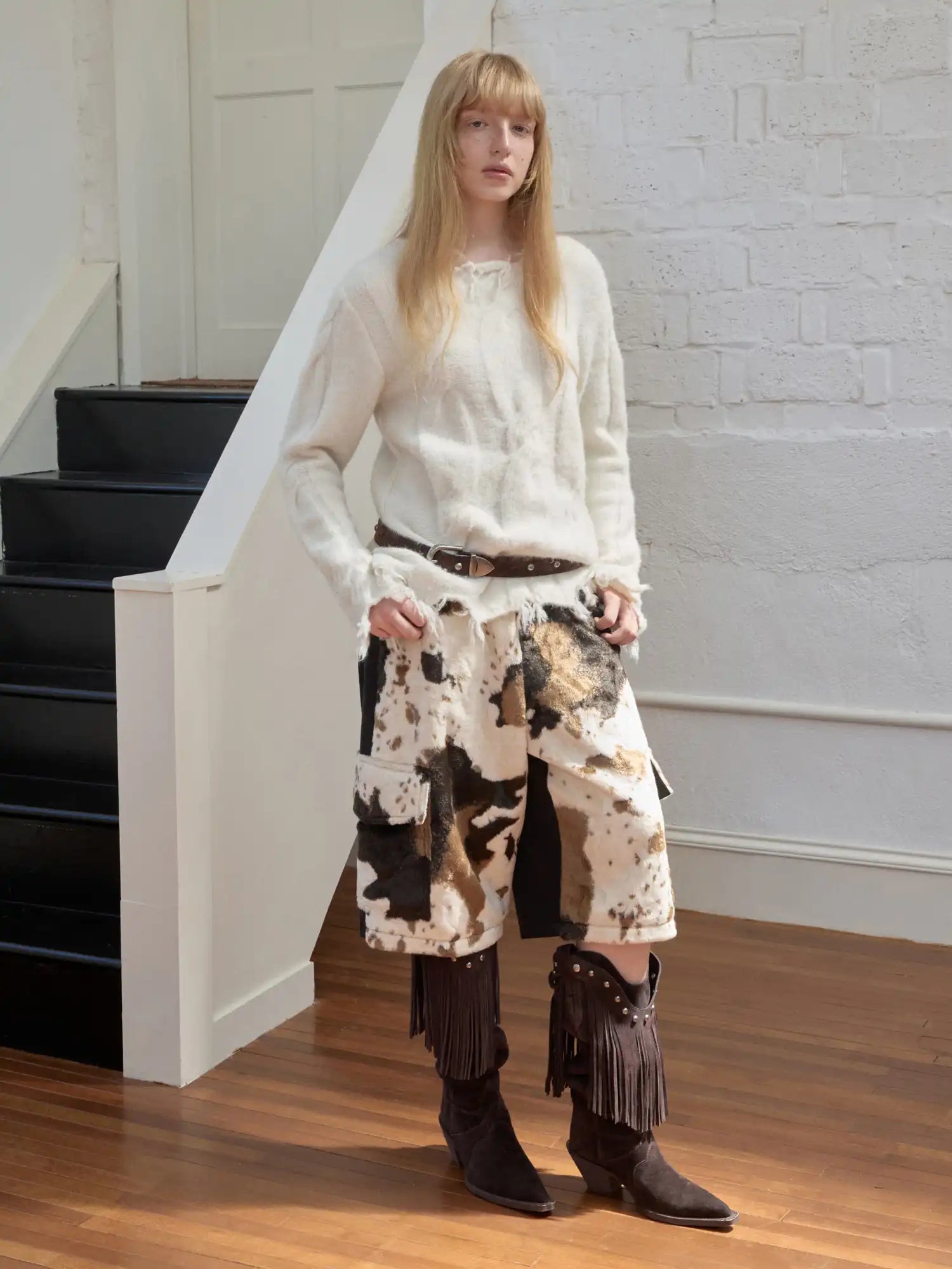 1Jinn Studio Vintage Cowhide-Pattern Capri Pants | Canton Collective