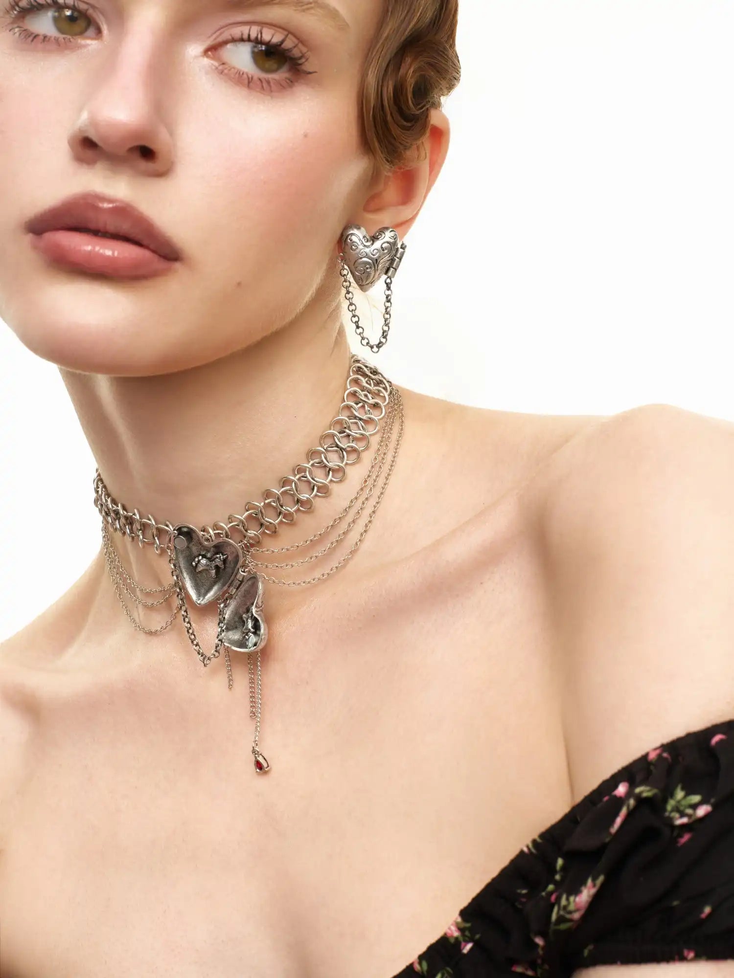 1Jinn M2M Vintage Heart Chainmail Layered Chain Choker | Canton Collective
