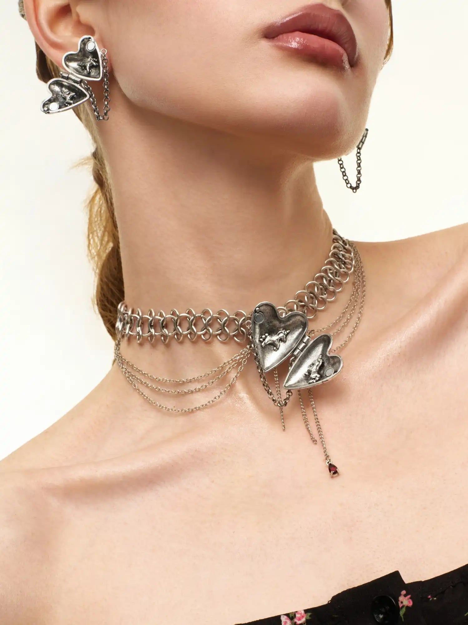 1Jinn M2M Vintage Heart Chainmail Layered Chain Choker | Canton Collective
