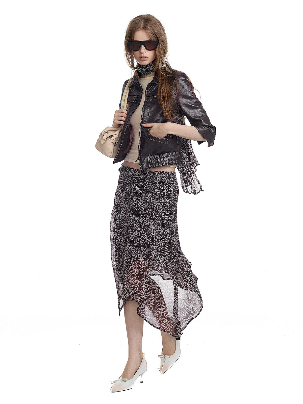 2HK TWO HOUR KEYYY Vintage Leopard Print Asymmetric Midi Skirt | Canton Collective