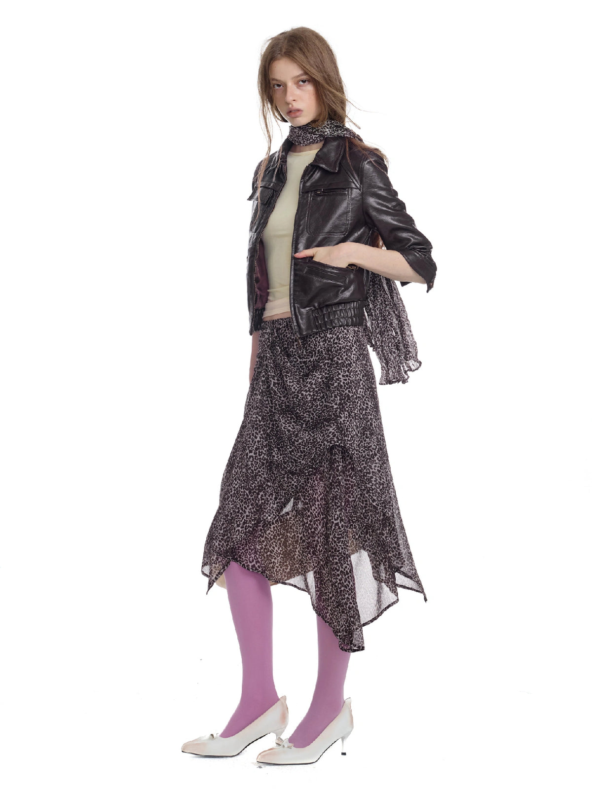 2HK TWO HOUR KEYYY Vintage Leopard Print Asymmetric Midi Skirt | Canton Collective